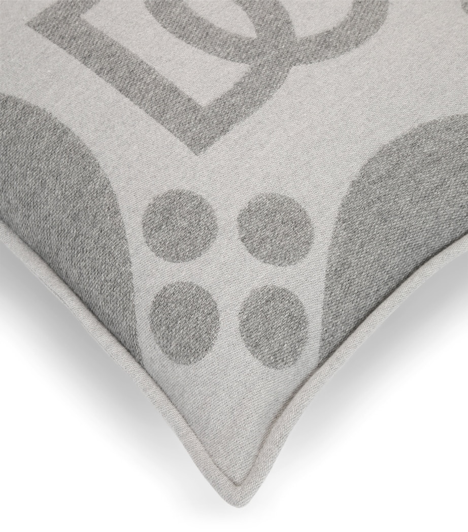 Wool-Silk-Cashmere Logo Cushion (50cm x 50cm) U0060-GRIGIO CHIARO Image 3