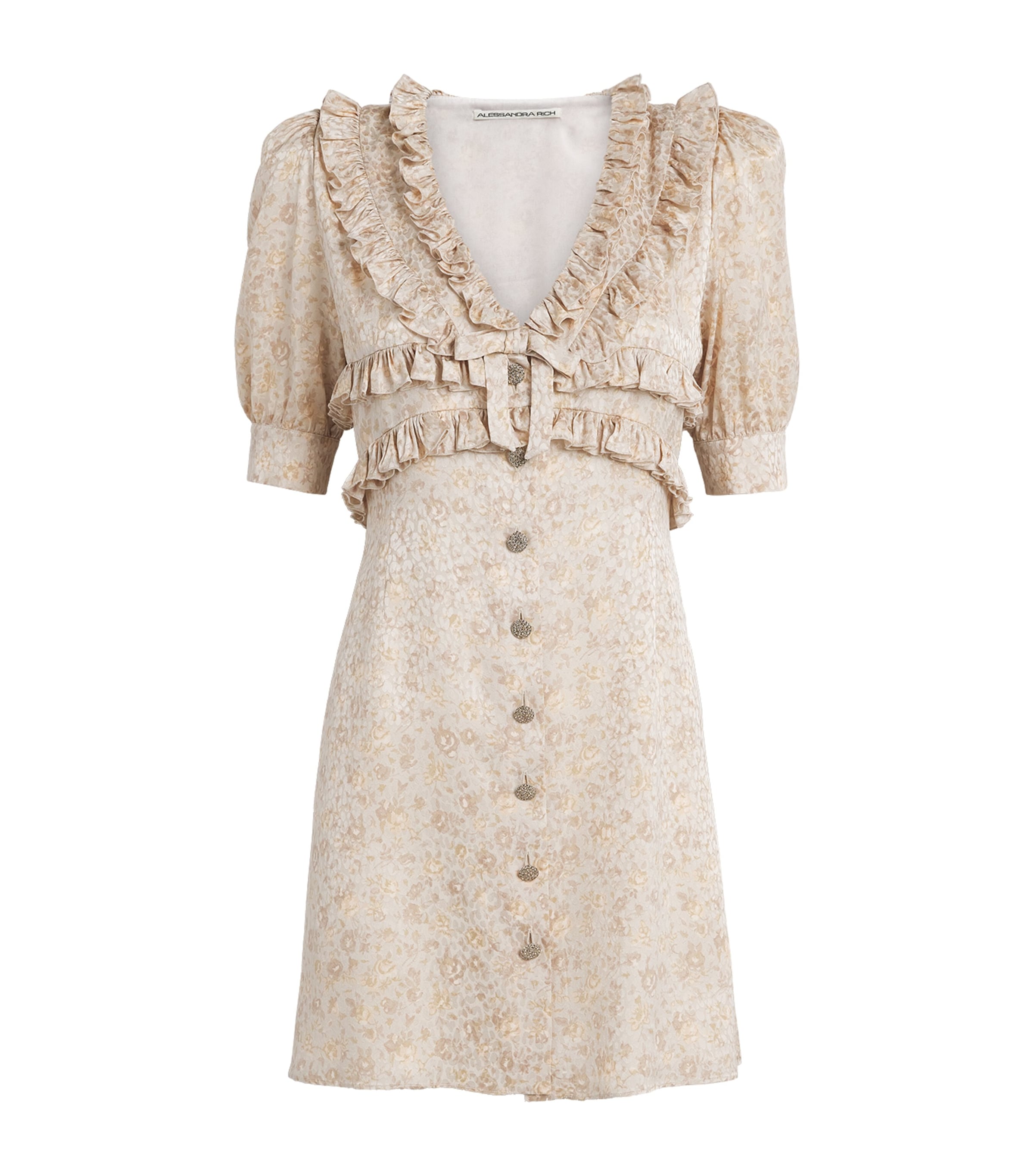 Alessandra Rich Womens Silk Jacquard Mini Dress Cream Image 1