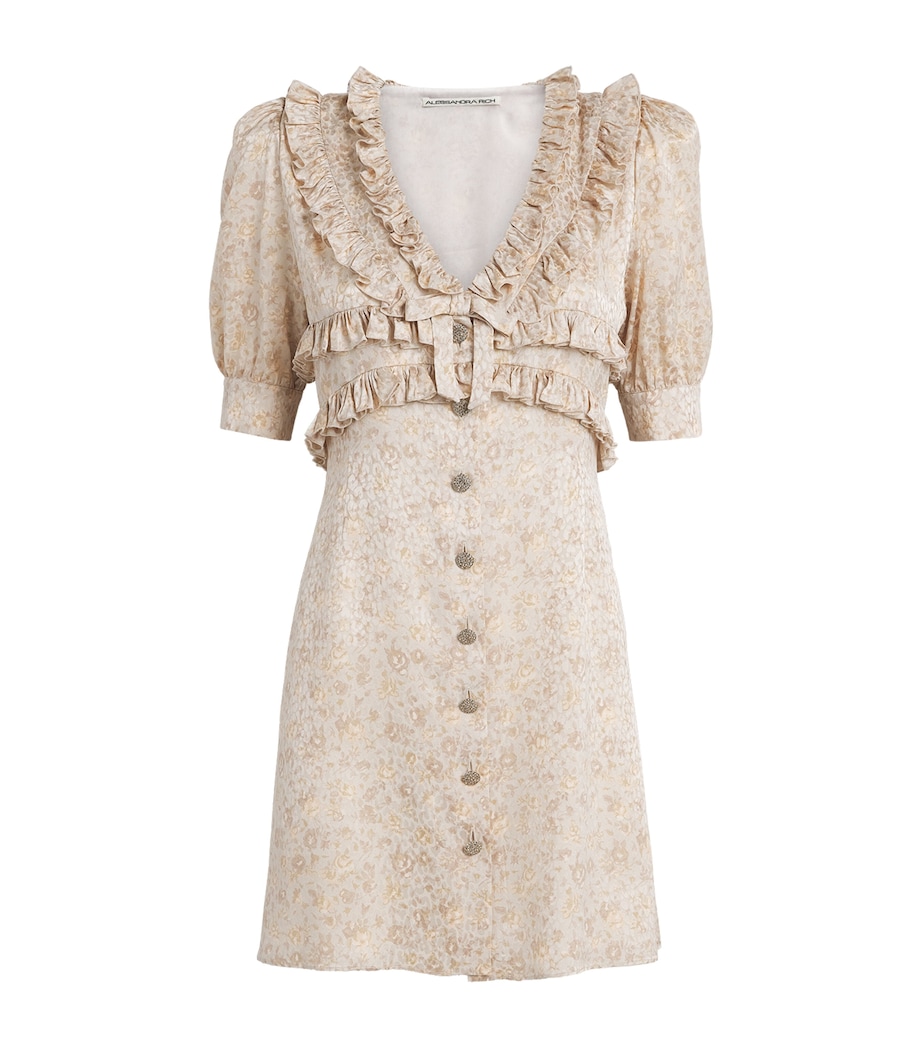Alessandra Rich Womens Silk Jacquard Mini Dress Cream Image 1