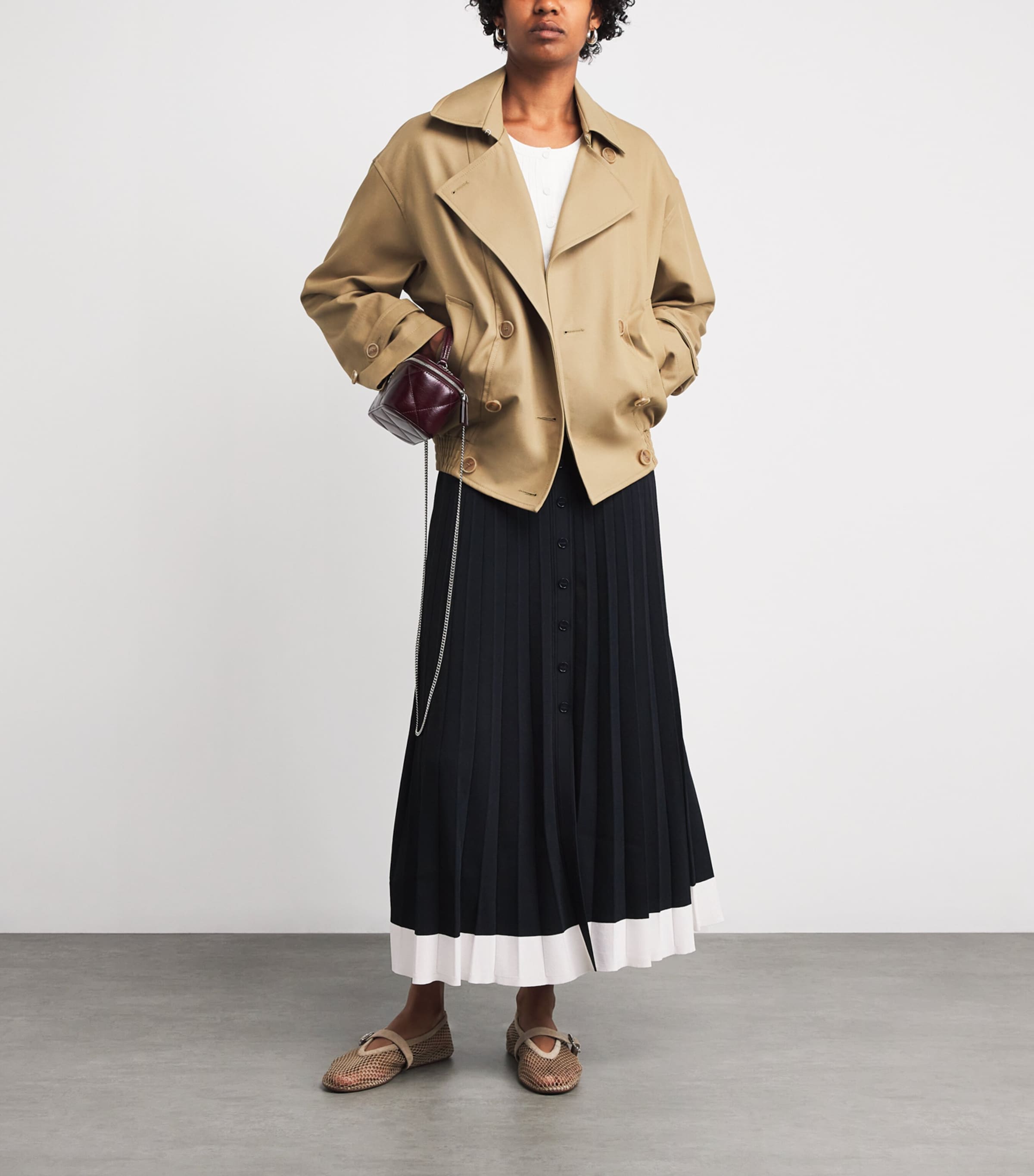 Contrast-Trim Knitted Maxi Skirt NAVY BLUE Image 2