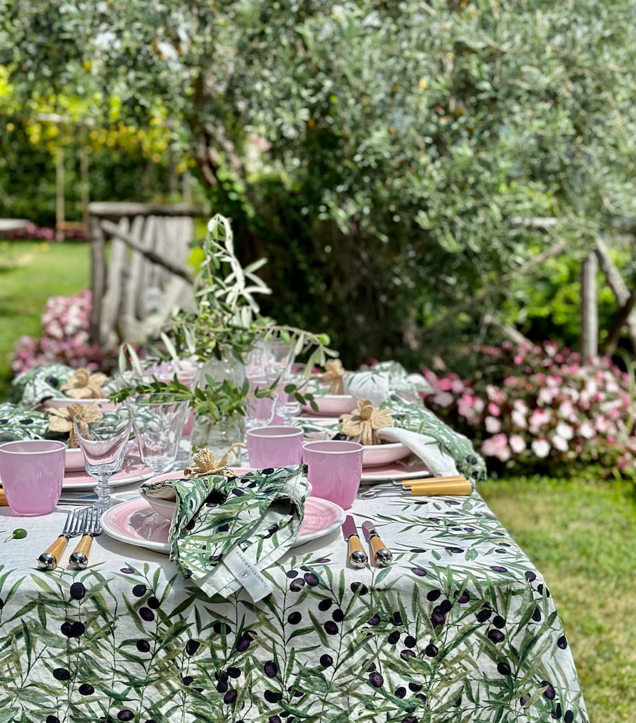 Linen L'Olivier Tablecloth (165cm x 380cm) GREEN Image 4