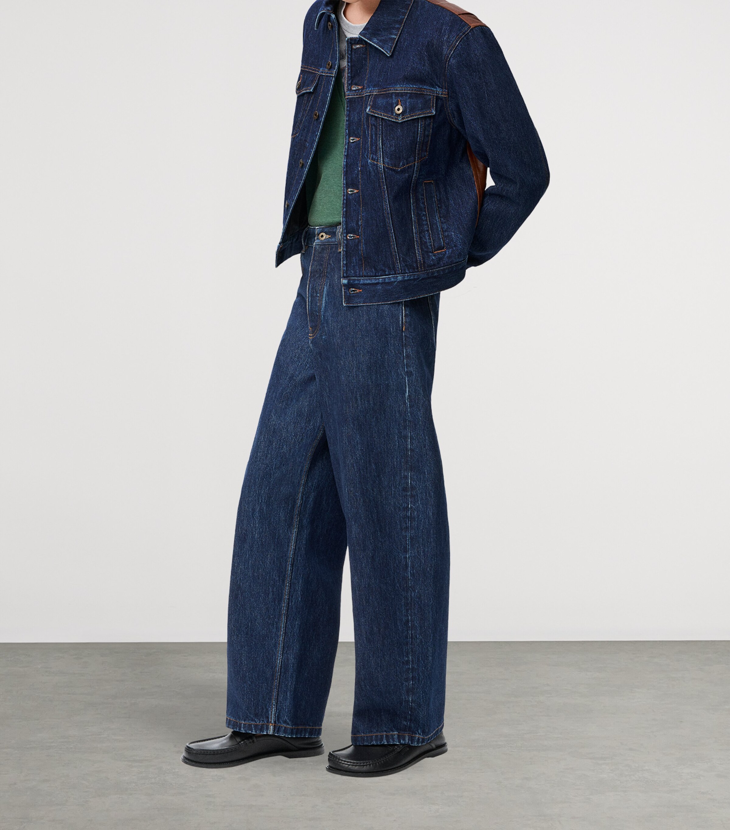 Leather-Denim Hybrid Jacket RAW DENIM Image 6