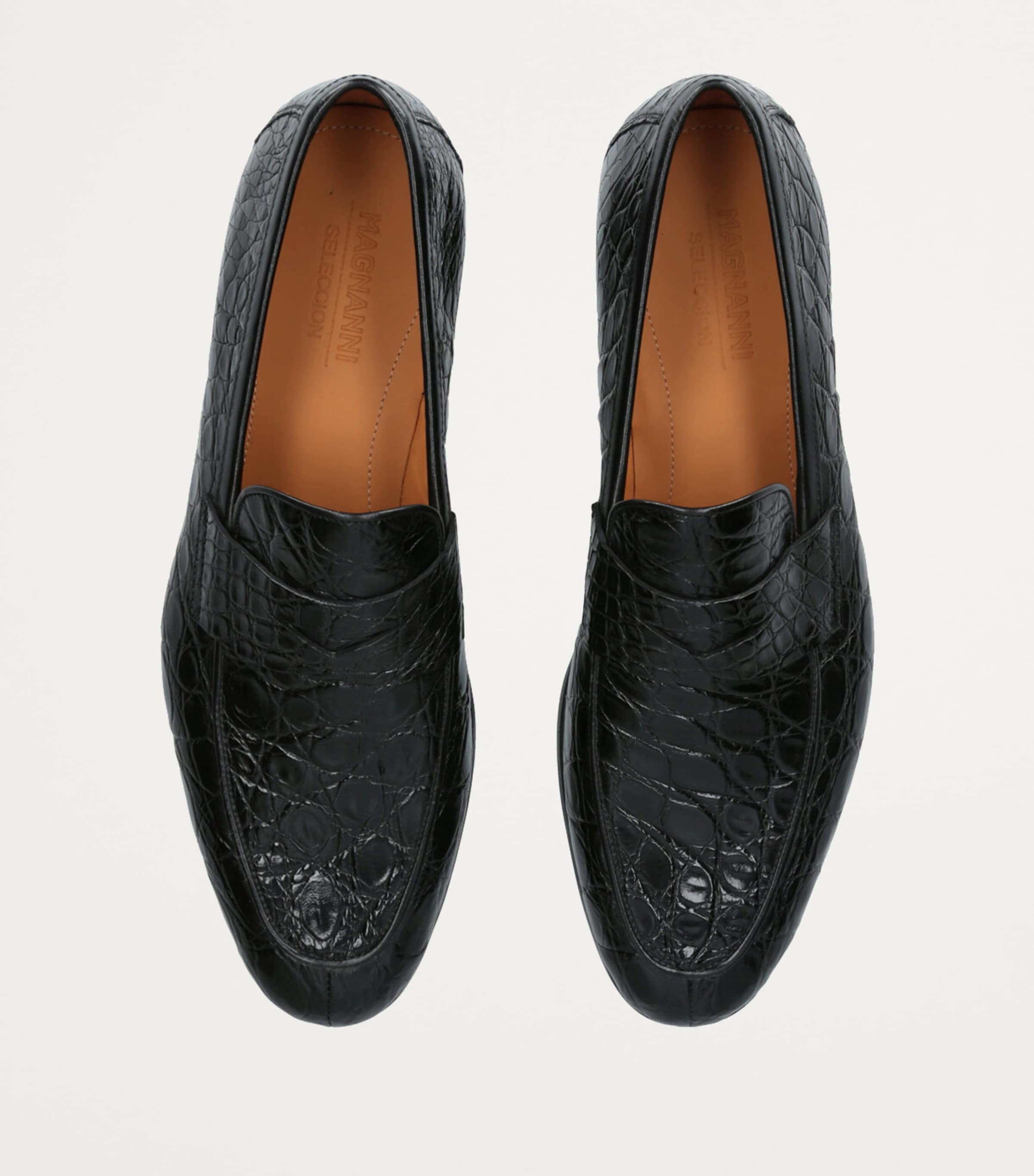 Crocodile Leather Penny Loafers BLACK Image 4