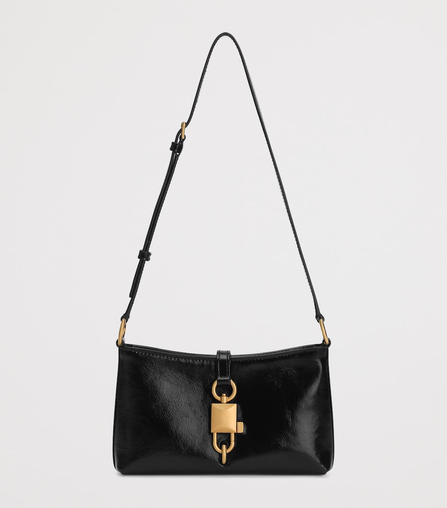 Calfskin Lock Shoulder Bag 80999-BLACK Image 2