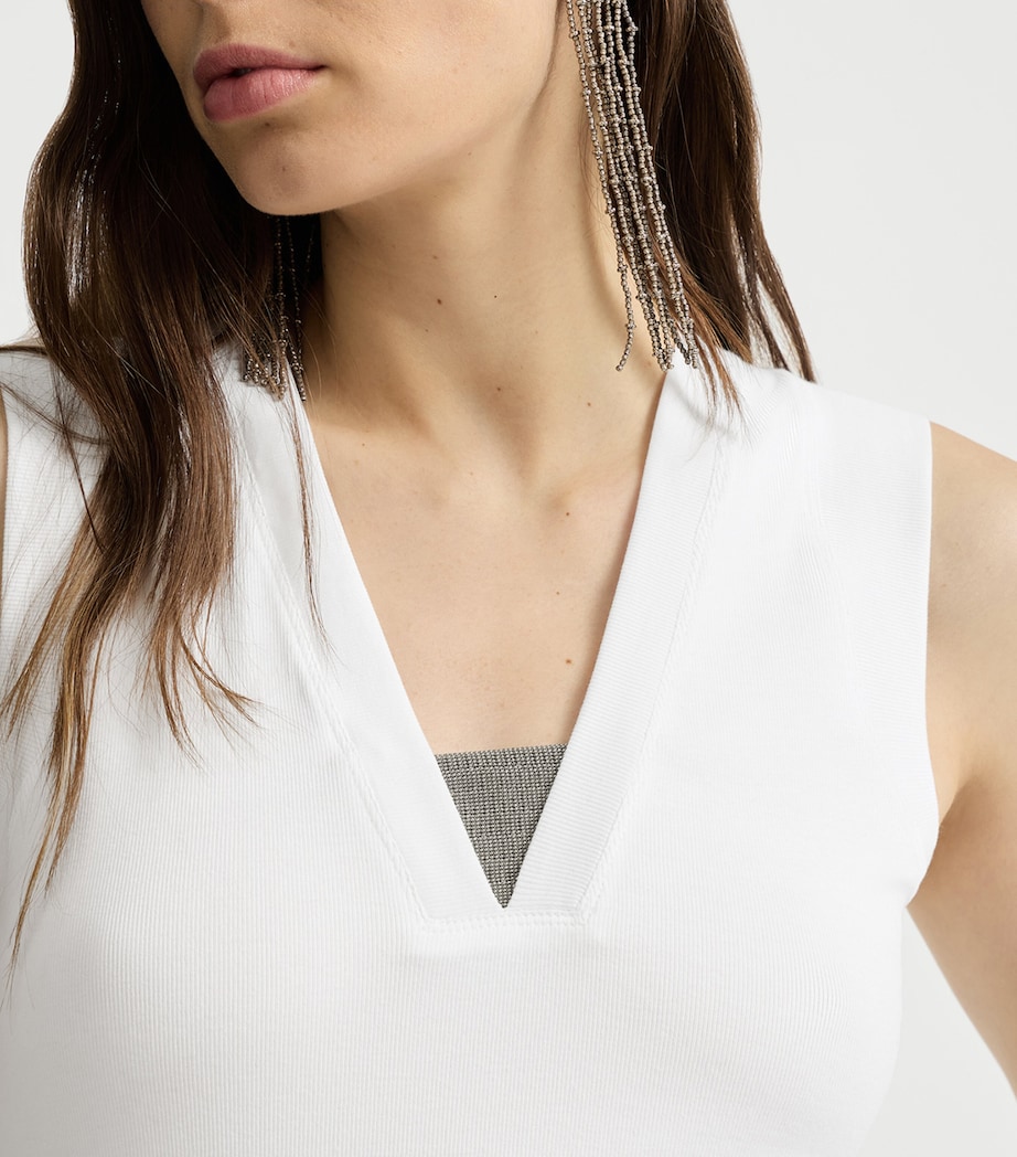 Brunello Cucinelli Womens Stretch-Cotton Monili Tank Top Image 6