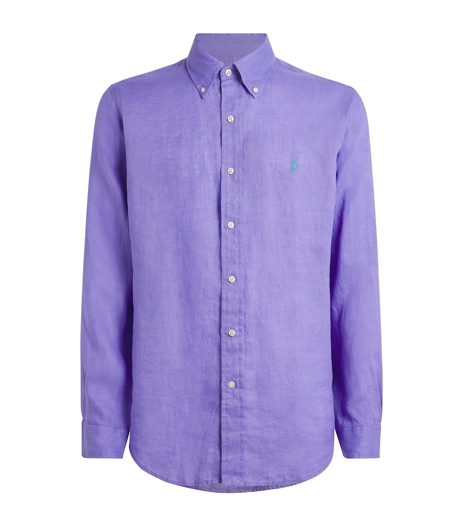 Linen Custom Fit Shirt PURPLE Image 1