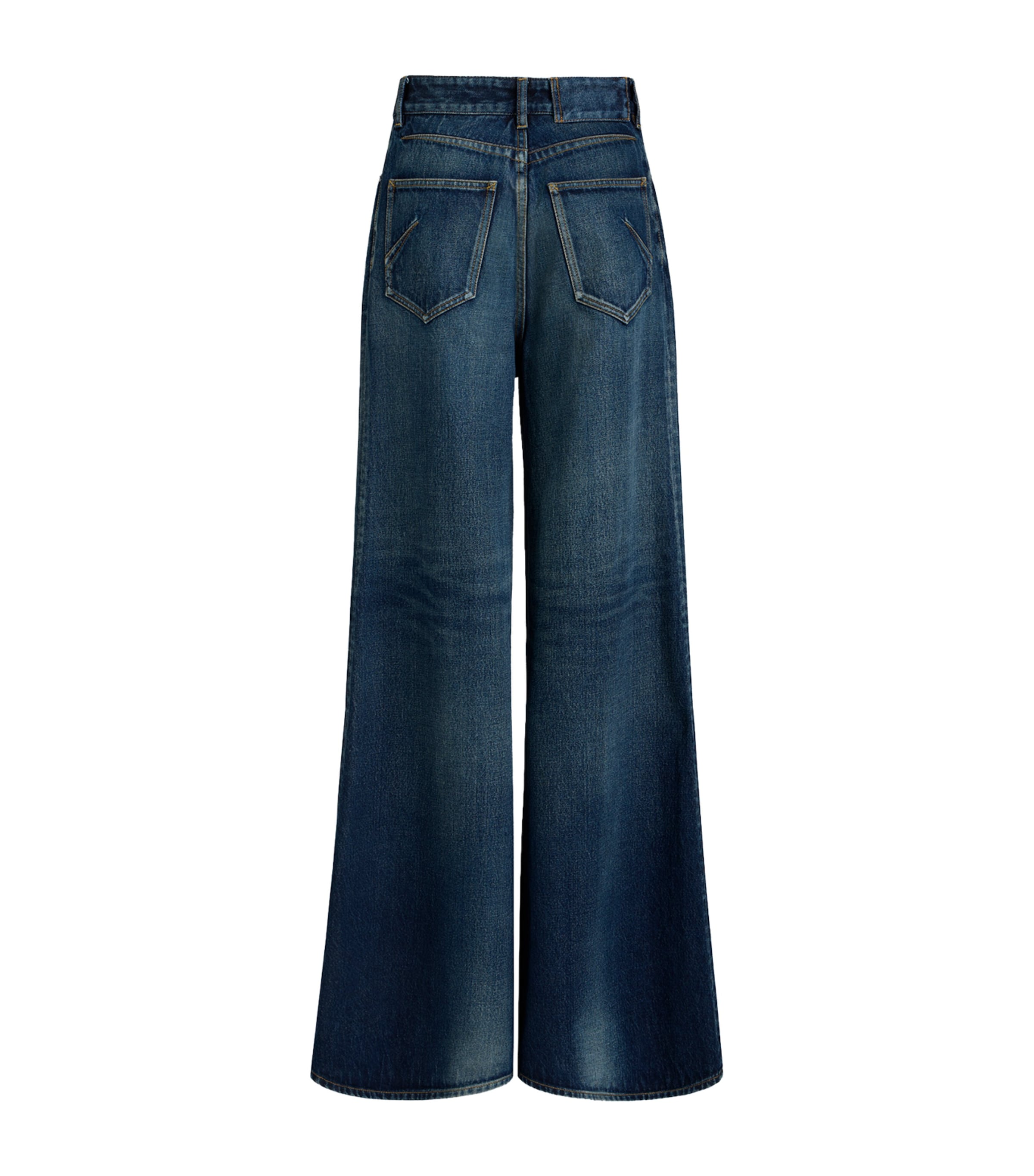 Alaïa Womens Palazzo Wide-Leg Jeans Dock Blue Image 2