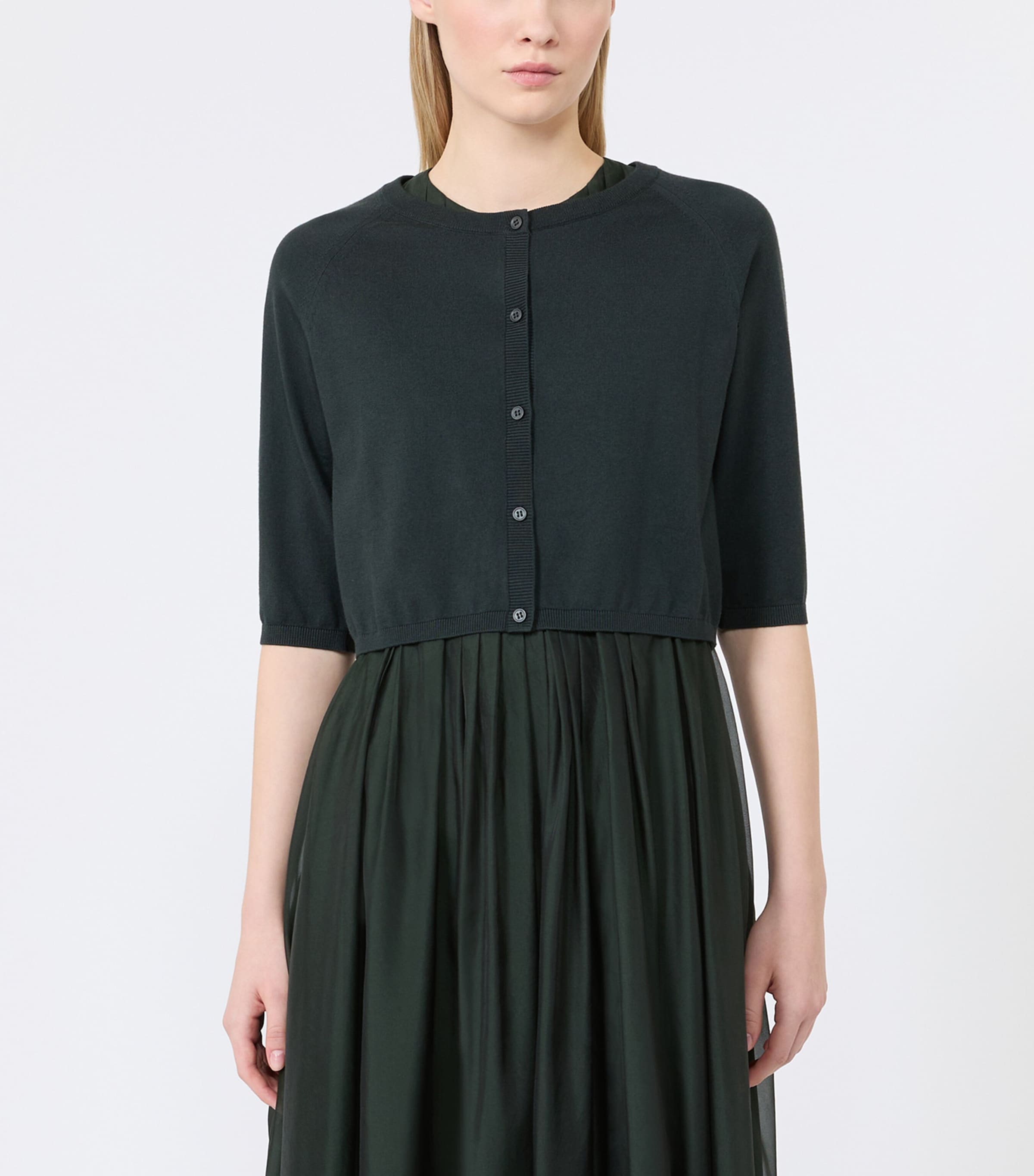 Max Mara Womens Cotton-Silk-Cashmere Cardigan Dark Green Image 3