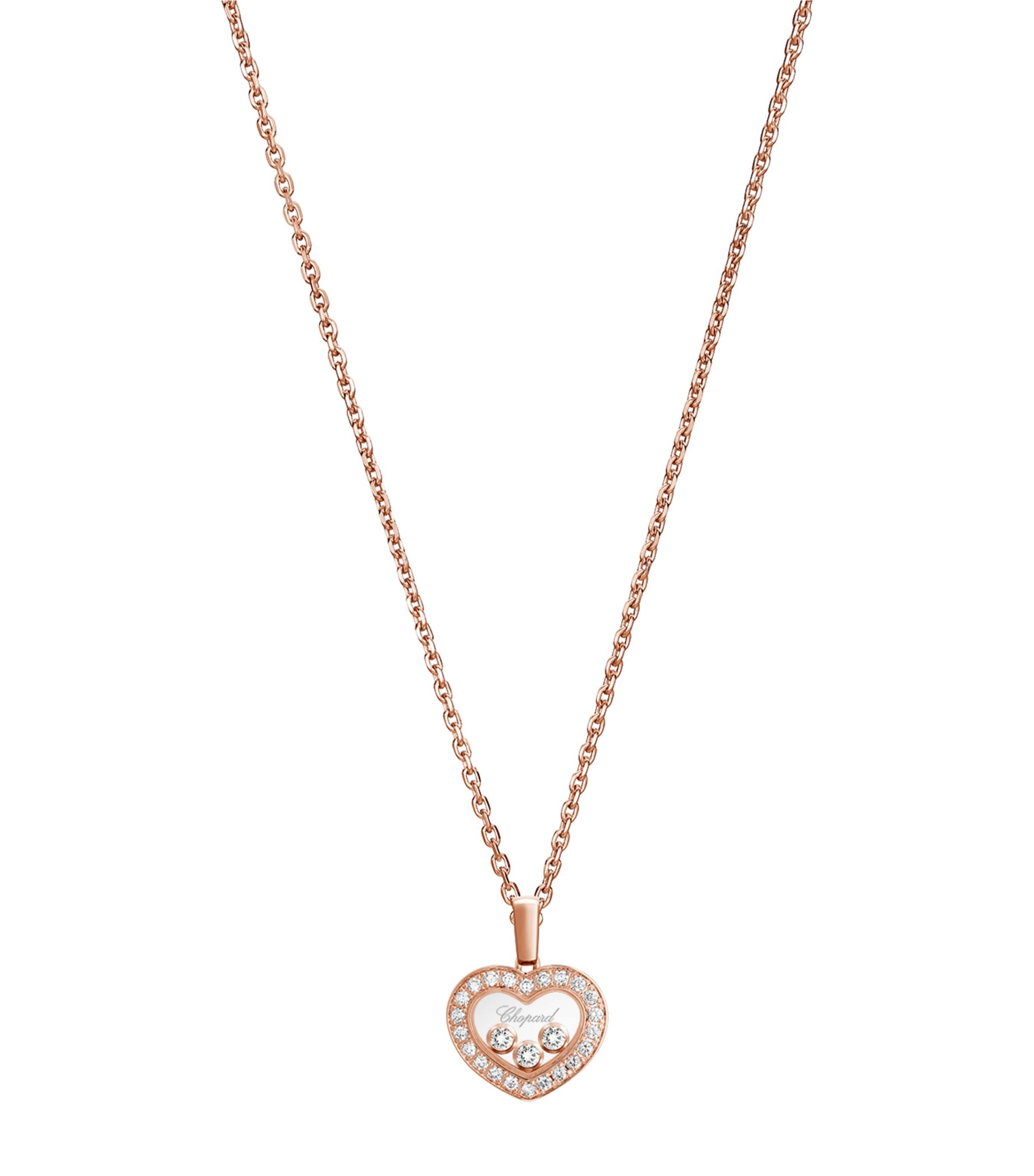 Chopard Rose Gold And Diamond Happy Diamonds Icons Necklace In Rose Gold