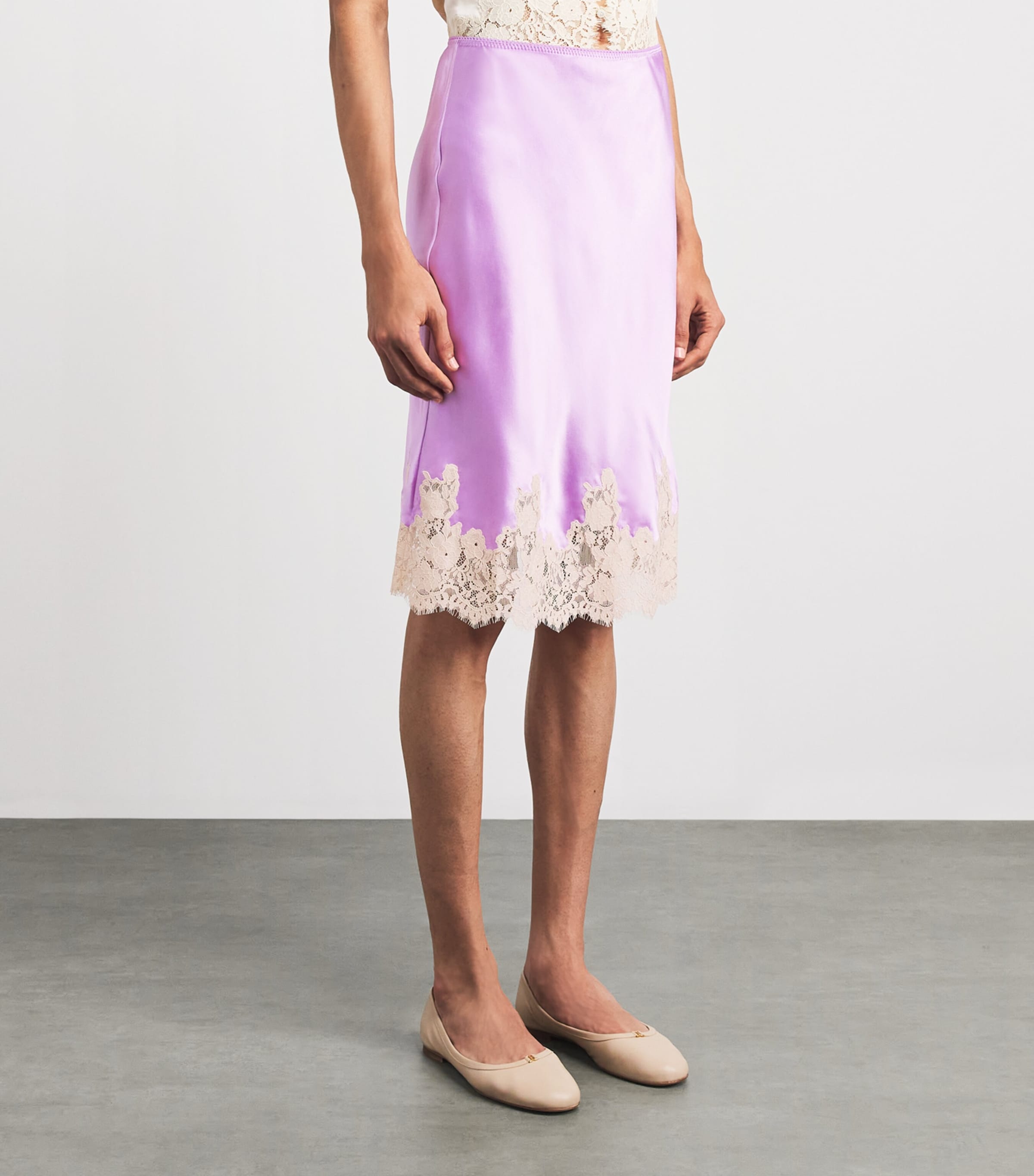 DÔEN Womens Silk-Lace Elowette Midi Skirt Orchid Blossom Image 4