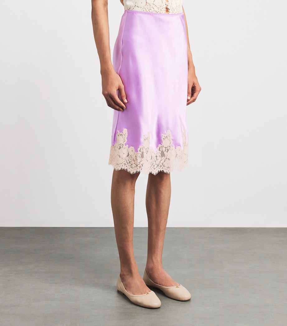 DÔEN Womens Silk-Lace Elowette Midi Skirt Orchid Blossom Image 4