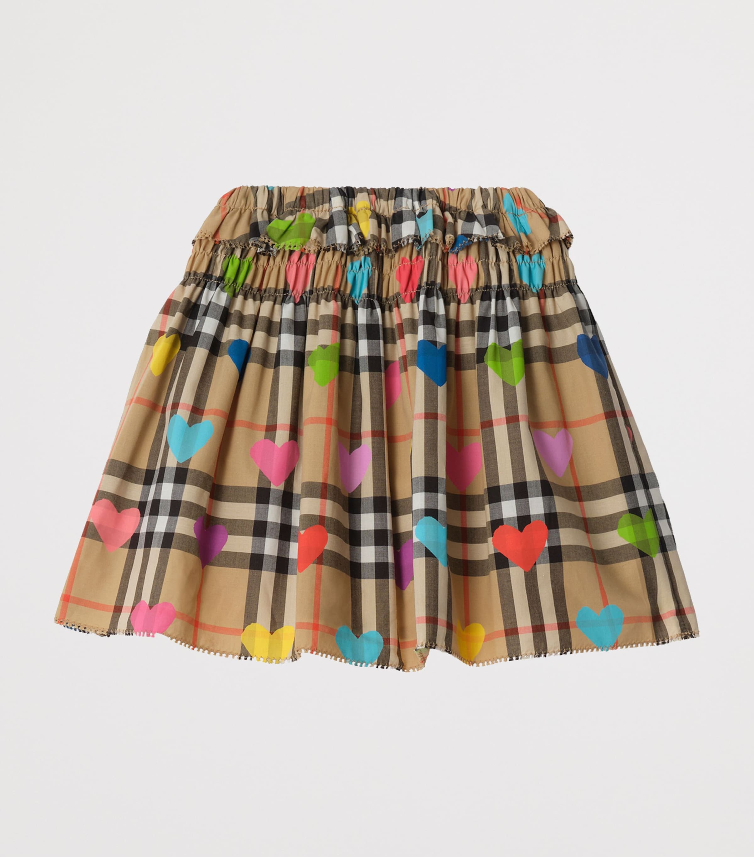 Burberry Kids Cotton Check Heart Skirt (6-36 Months) Sand Ip Pat Image 2