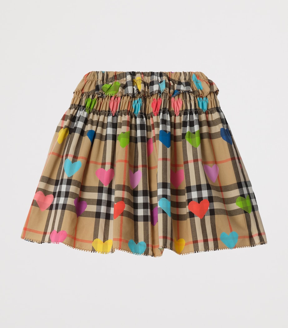 Burberry Kids Cotton Check Heart Skirt (6-36 Months) Sand Ip Pat Image 2