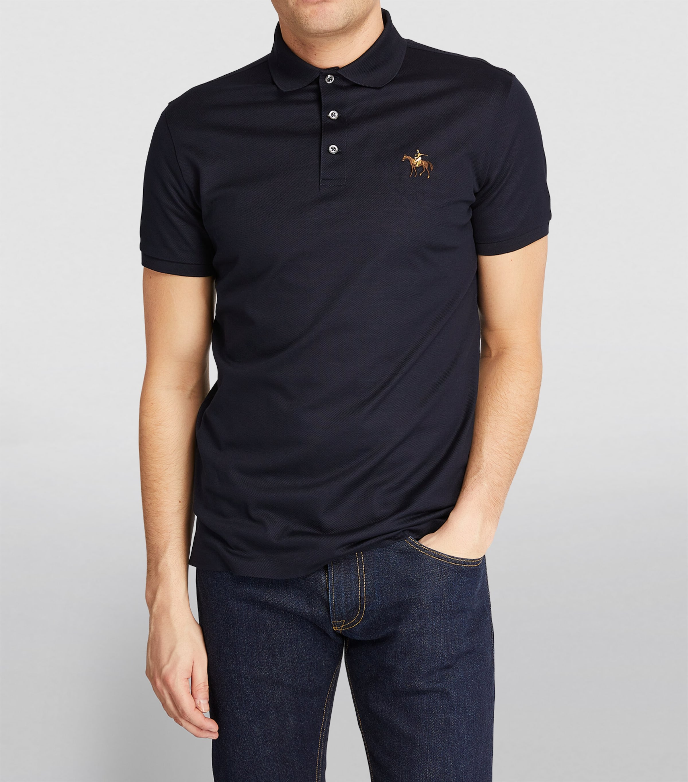 Cotton Logo Polo Shirt CLASSIC NAVY Image 3