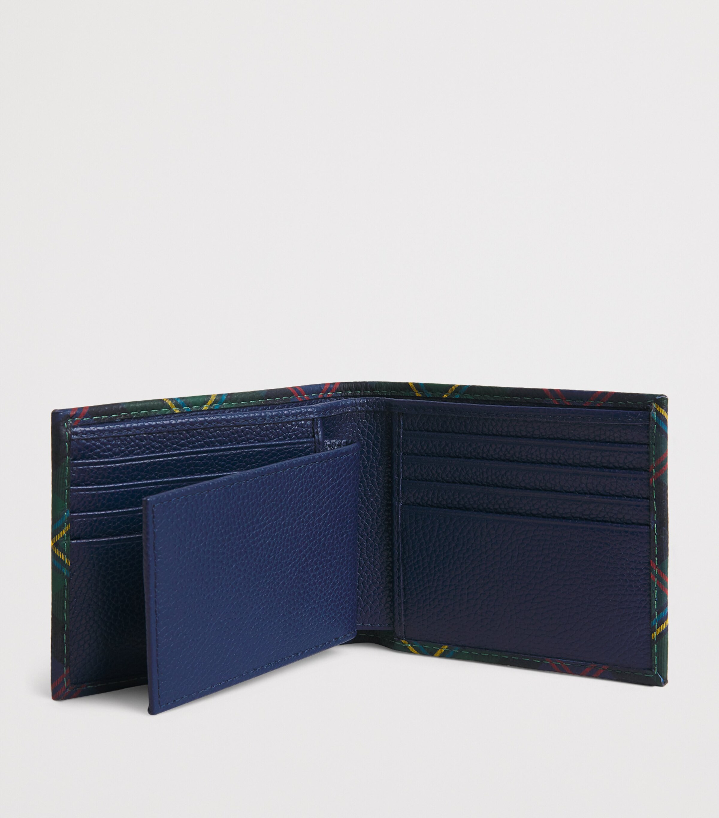 Polo Ralph Lauren Leather Tartan Polo Pony Bifold Wallet Blue Image 2