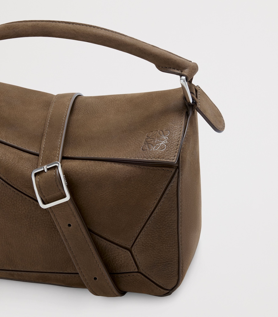 Small Suede Featherlight Puzzle Top-Handle Bag TUNDRA Image 12