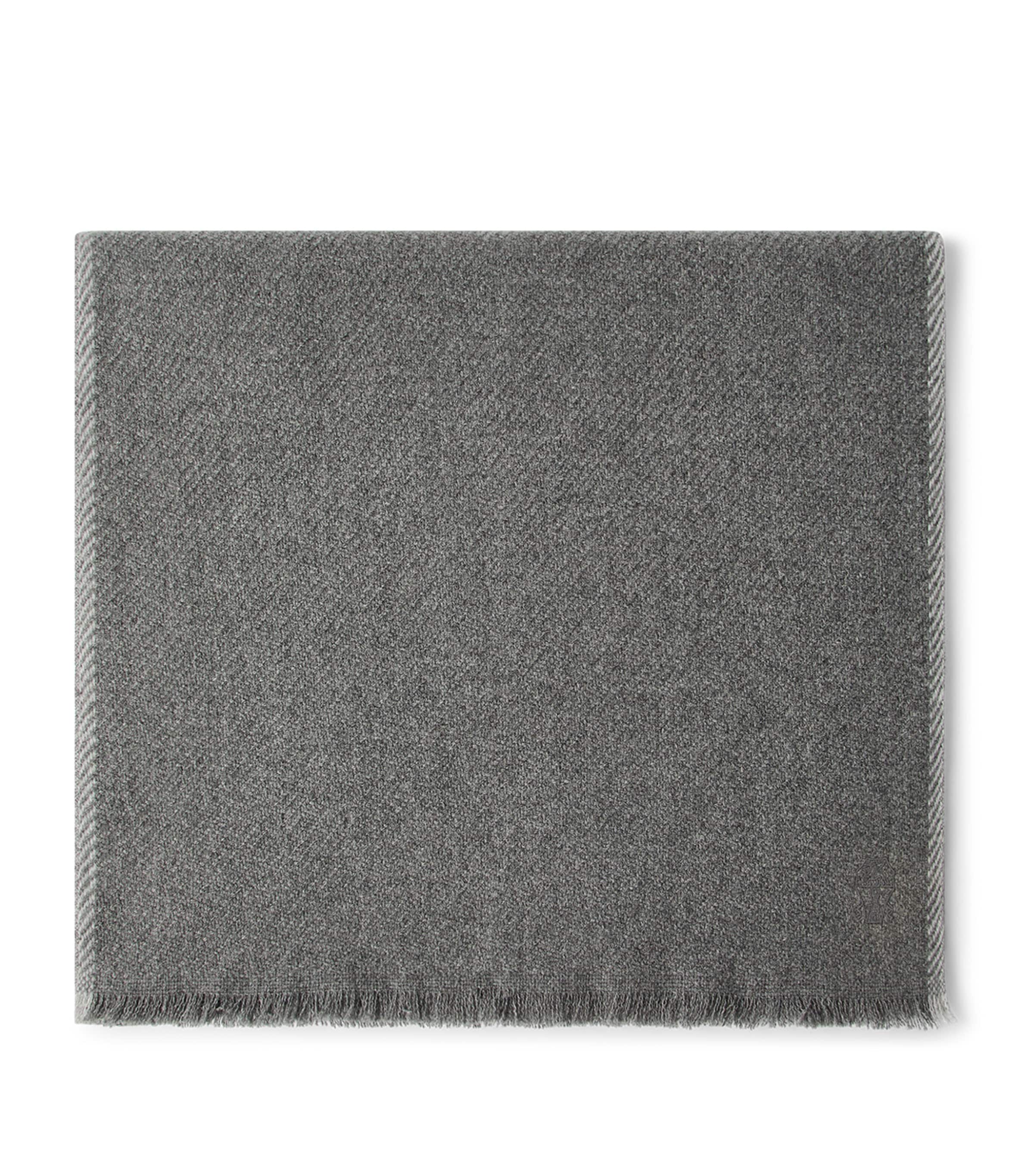 Brunello Cucinelli Cashmere Diagonal Scarf In Grey