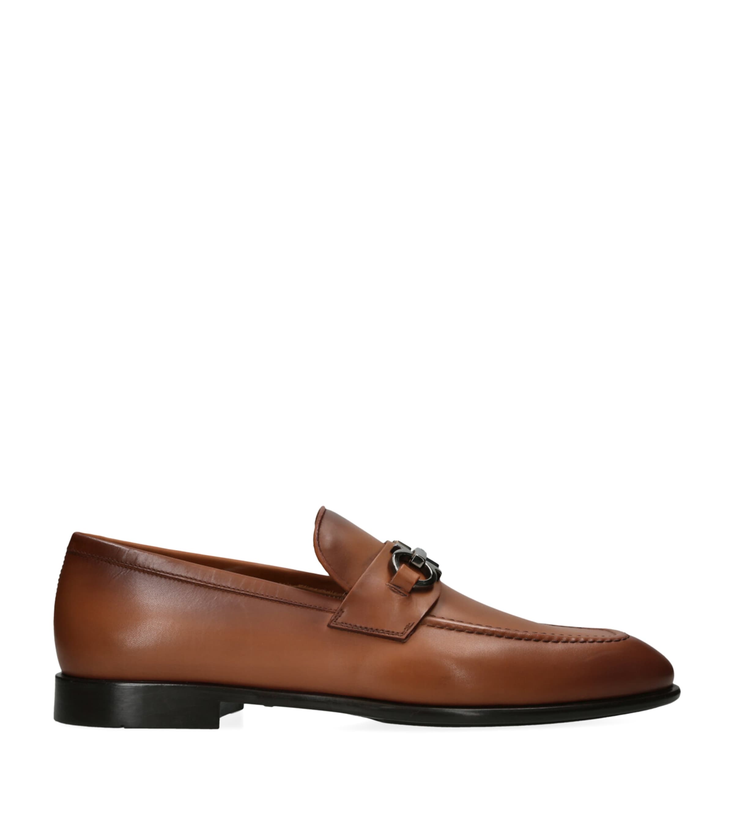 Ferragamo Leather Foster Gancho Loafers In Beige