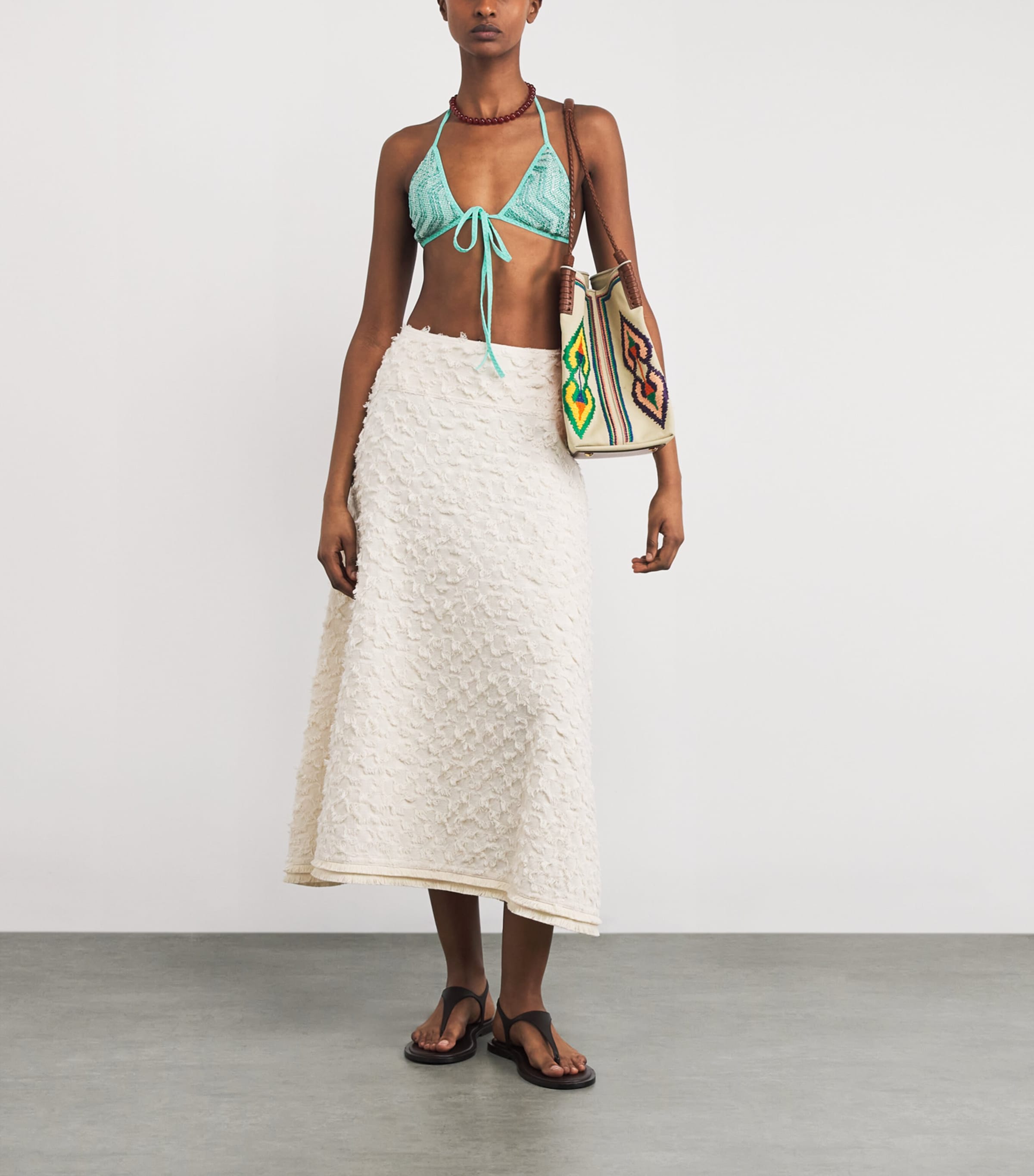 Knitted Embellished Zigzag Bikini S72PH AQUAMARINE Image 4