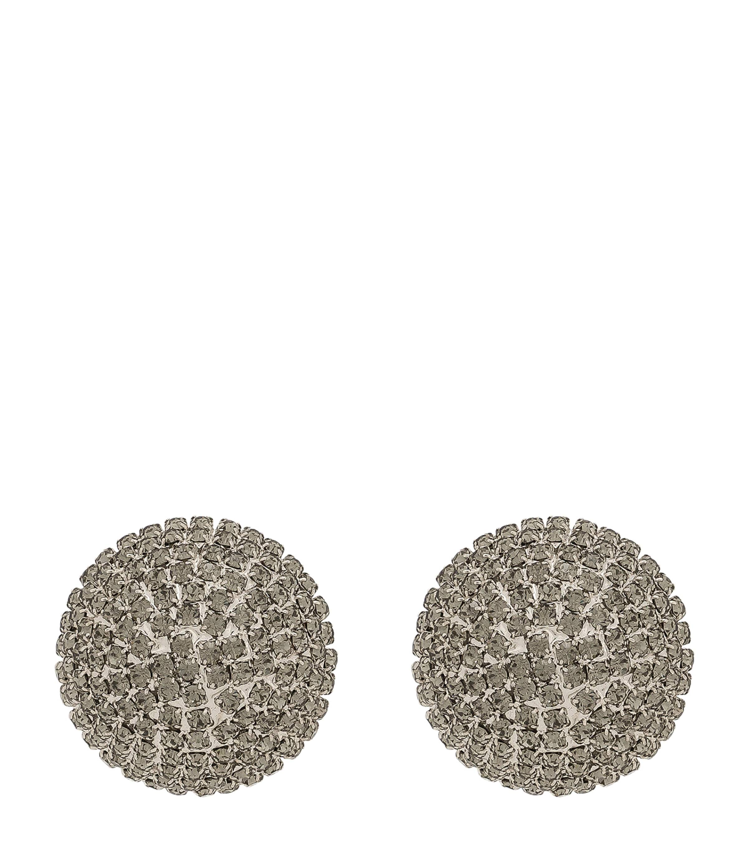 Dolce & Gabbana Crystal-embellished Clip-on Earrings In Silver