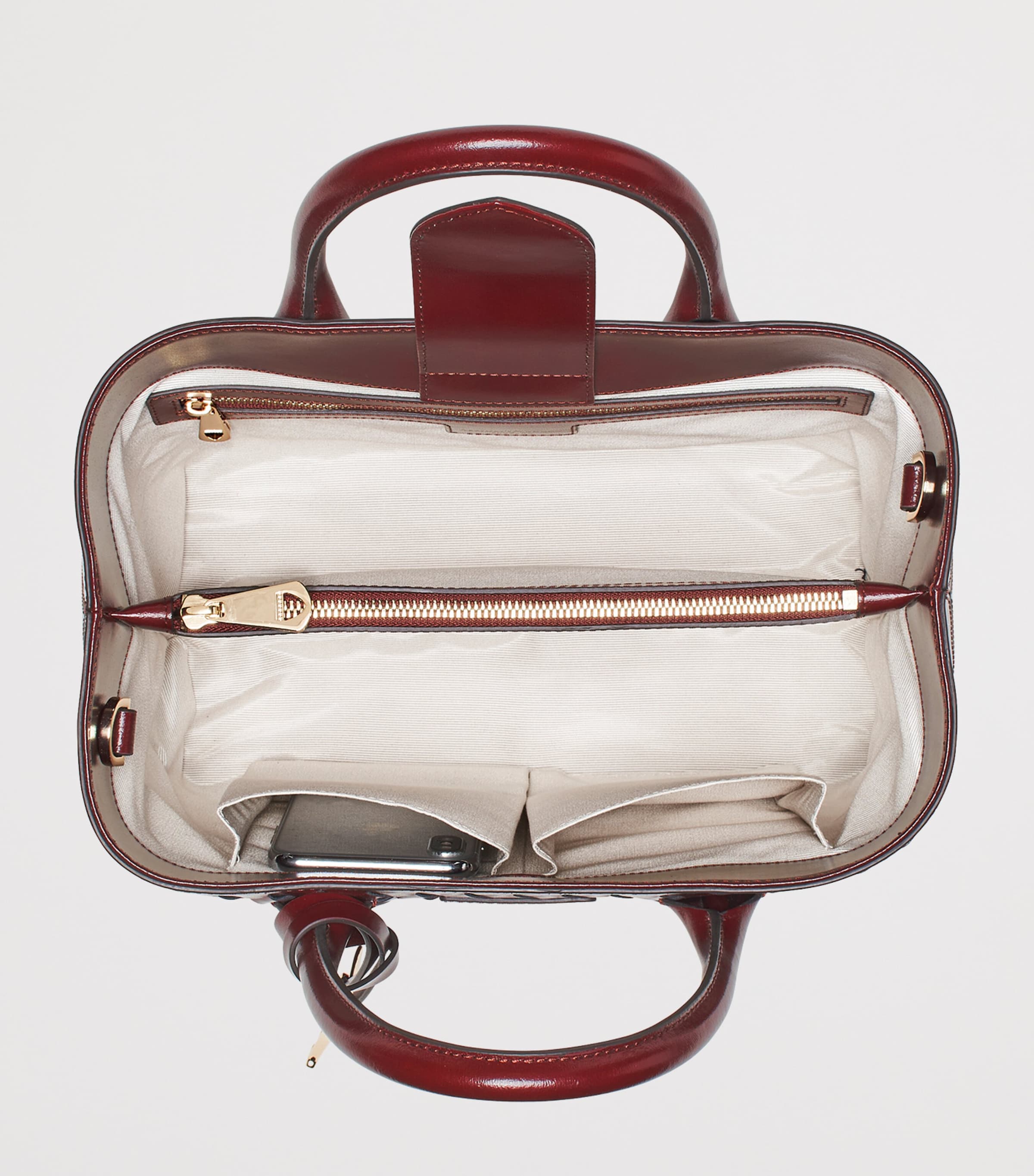 Midi Leather London Tote Bag BURGUNDY Image 6