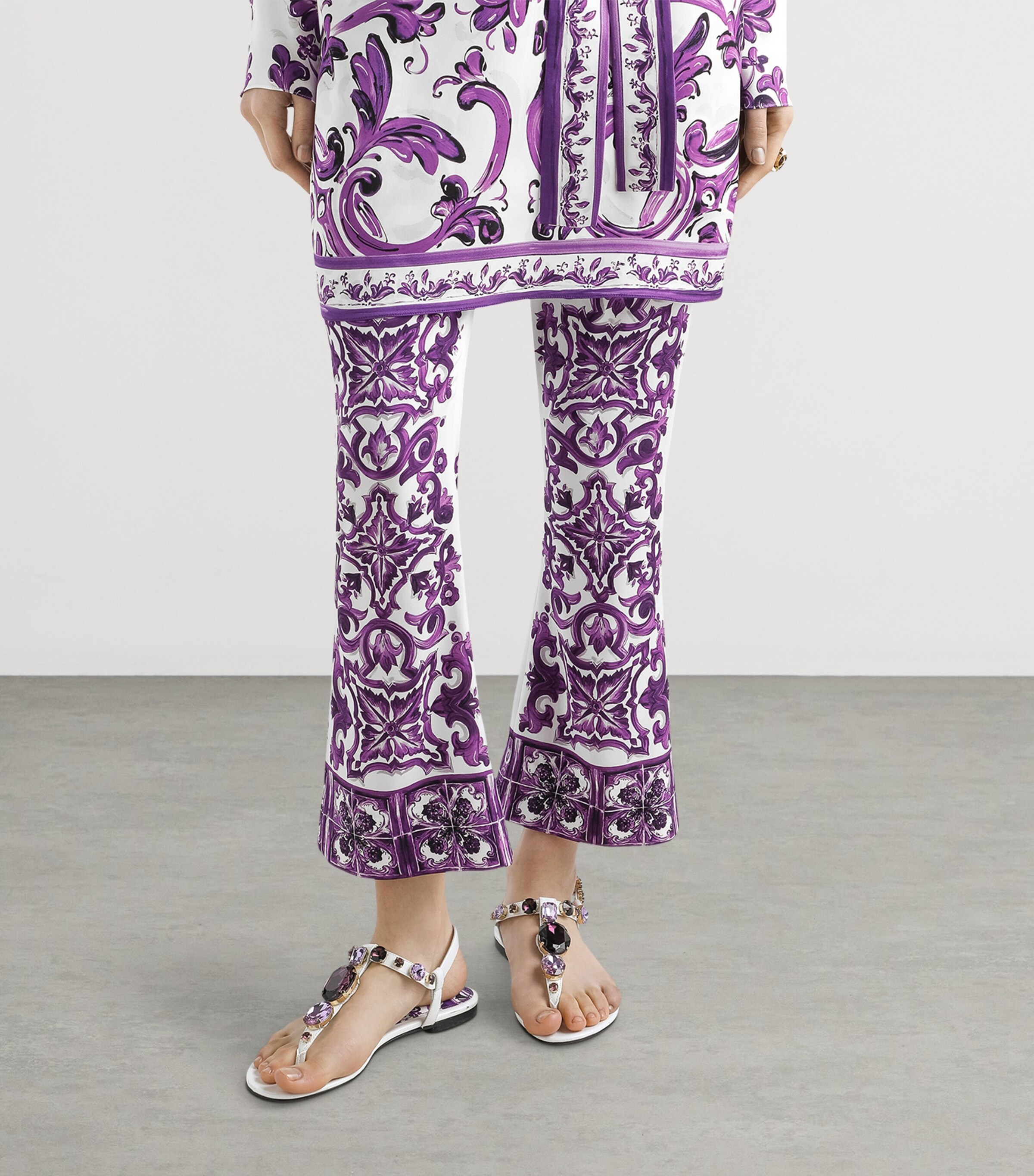 Silk-Blend Flared Trousers MIX MAIOLICA VIOLA Image 4