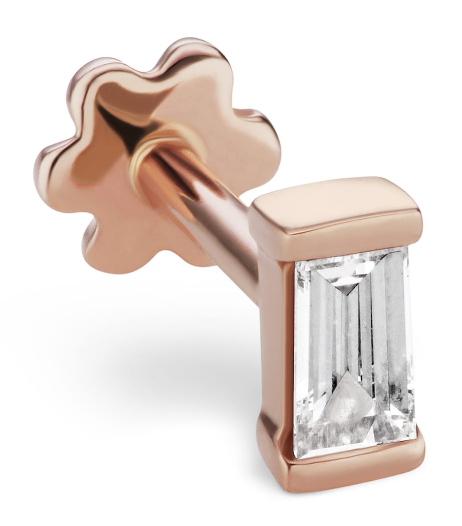 Rose Gold Diamond Baguette Threaded Stud Earring (4mm) ROSE GOLD Image 1