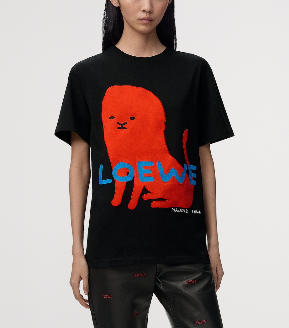 LOEWE Womens Cotton-Blend Printed T-Shirt Black Image 3