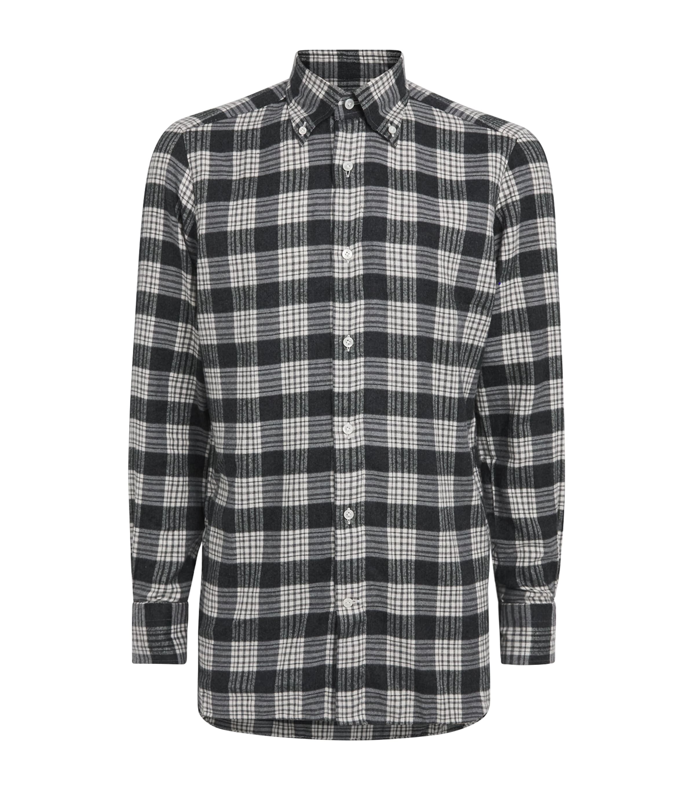 100hands Cotton Flannel Check Shirt In Grey