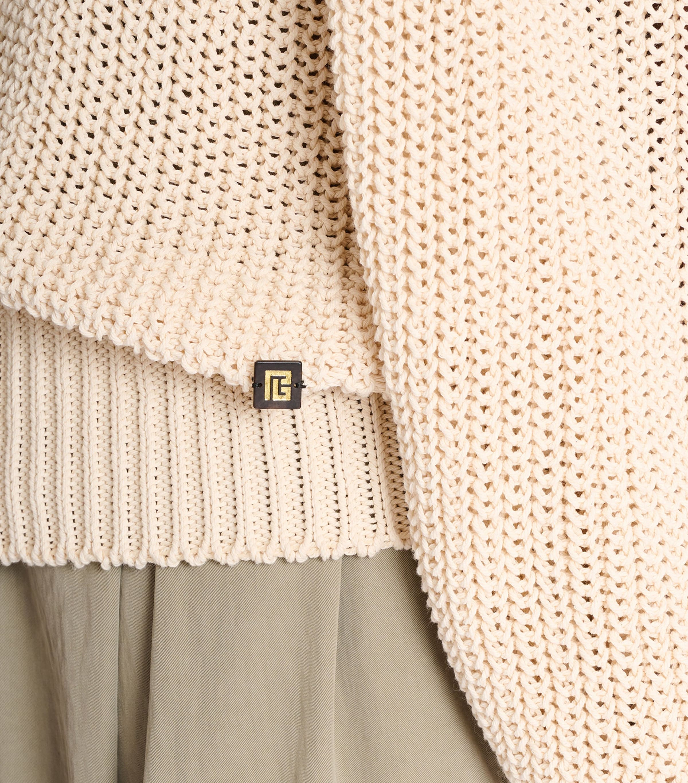 Balmain Womens Cotton High-Neck Sweater Naturel Image 6