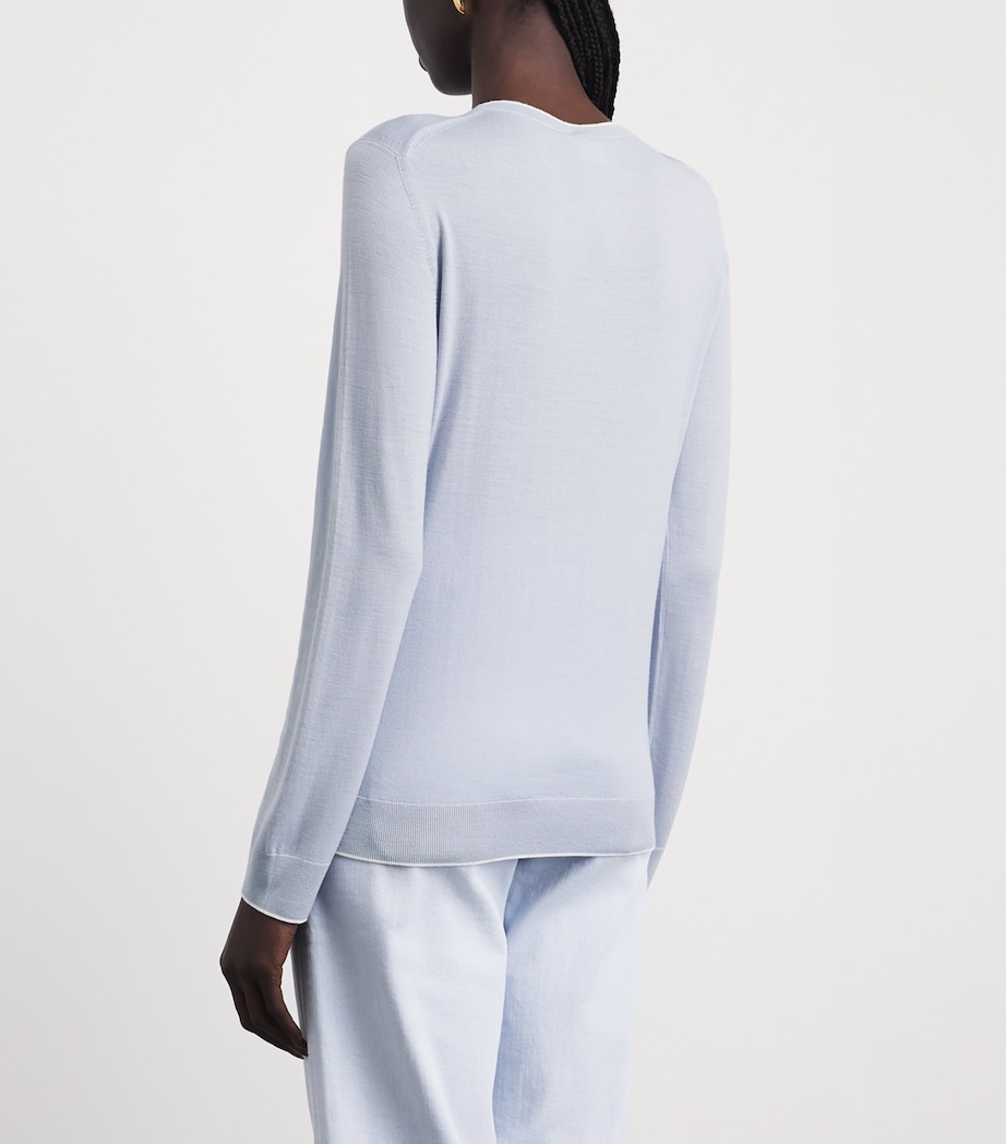 Eleventy Womens Wool Crew-Neck Sweater Nuvola, Bianco Image 5