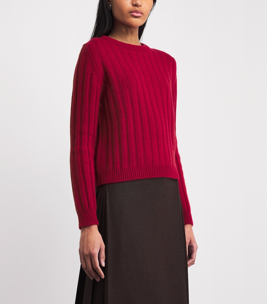 Johnstons Of Elgin Womens Cashmere Ribbed Lecht Sweater Claret Image 4