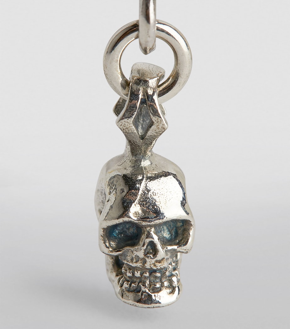 Sterling Silver Skull Single Drop Earring SILVER Image 9
