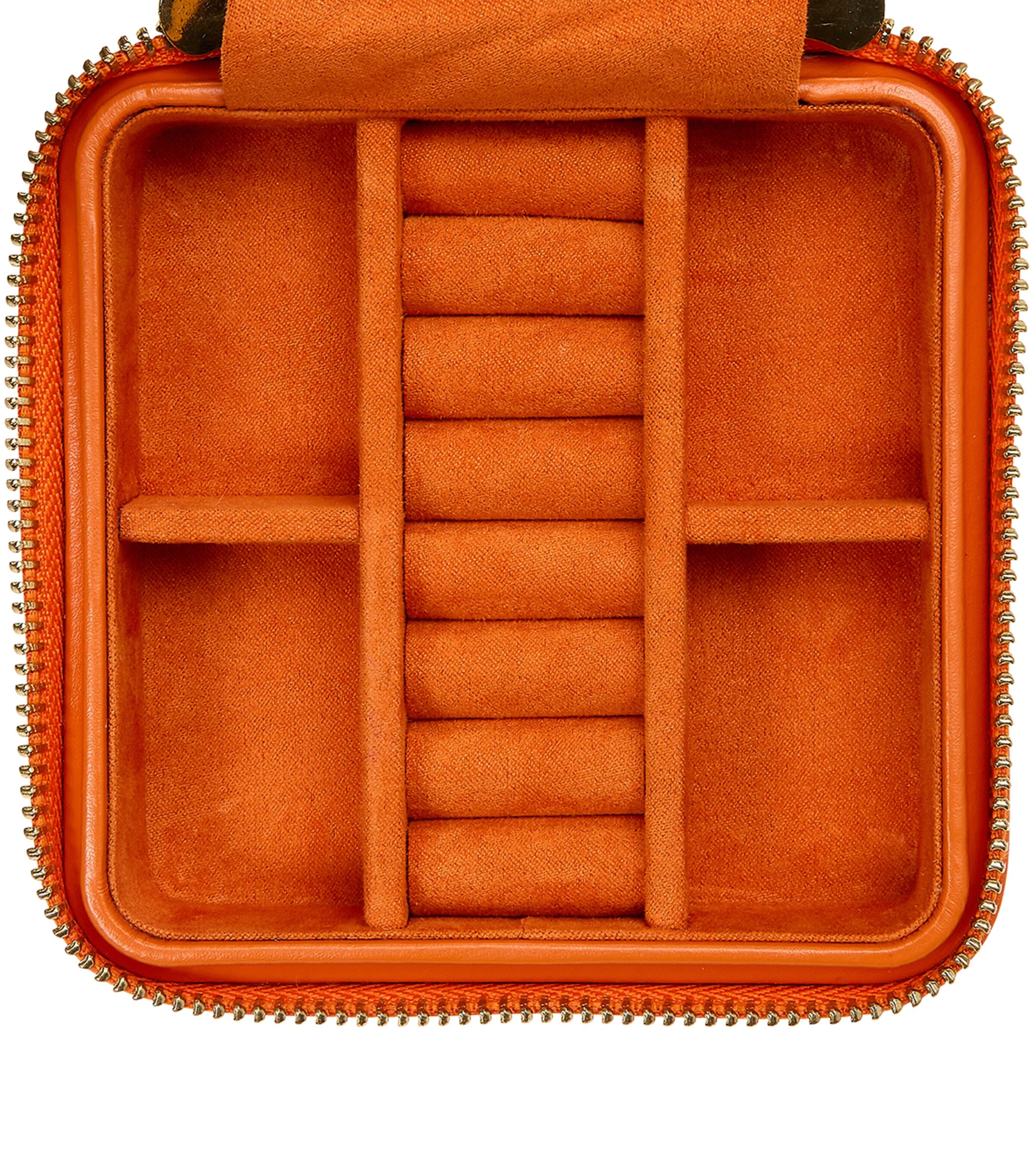 Small Leather Maria Jewellery Case TANGERINE Image 5
