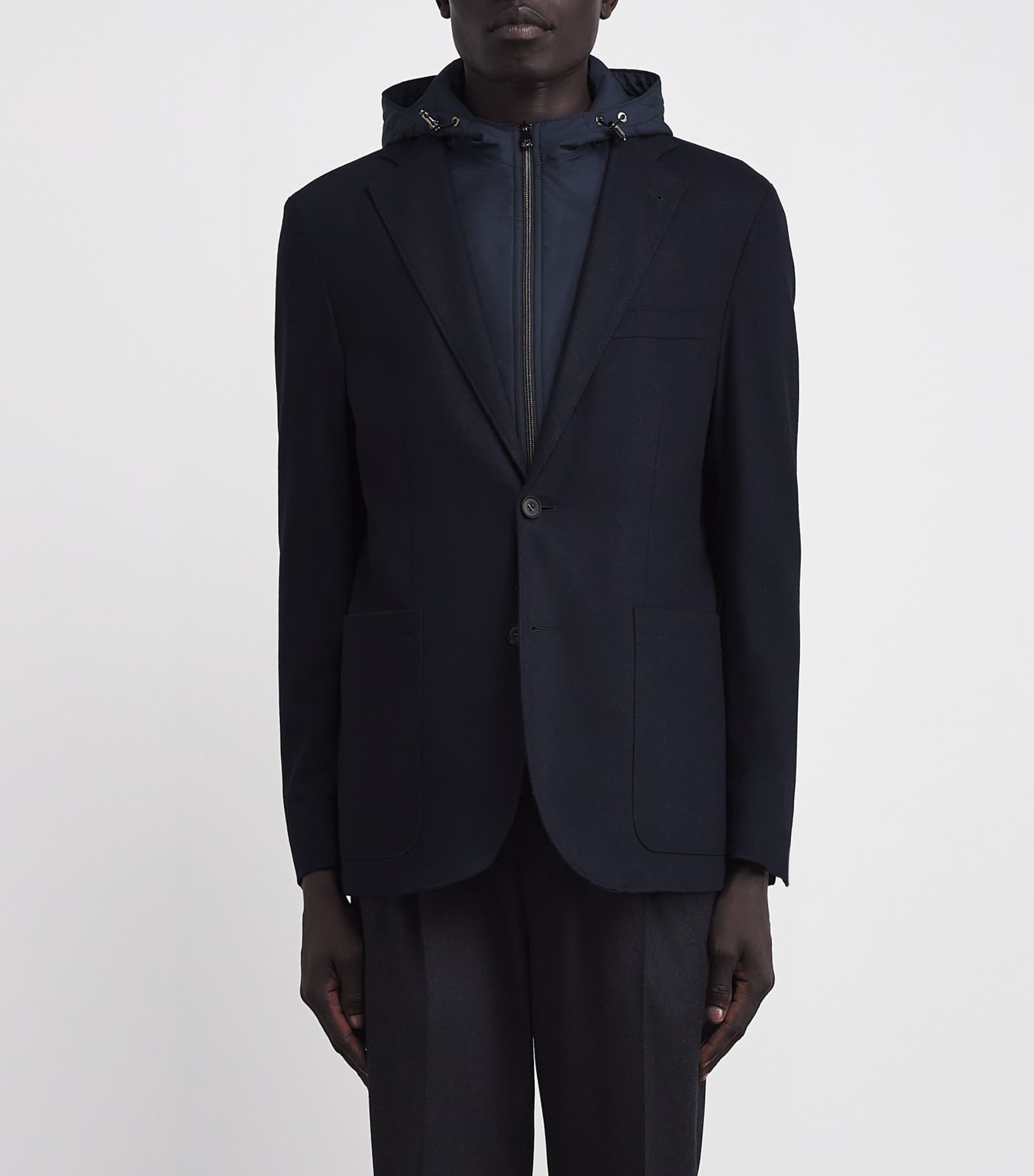 Hooded Wool-Blend Blazer 001 NAVY BLUE Image 3