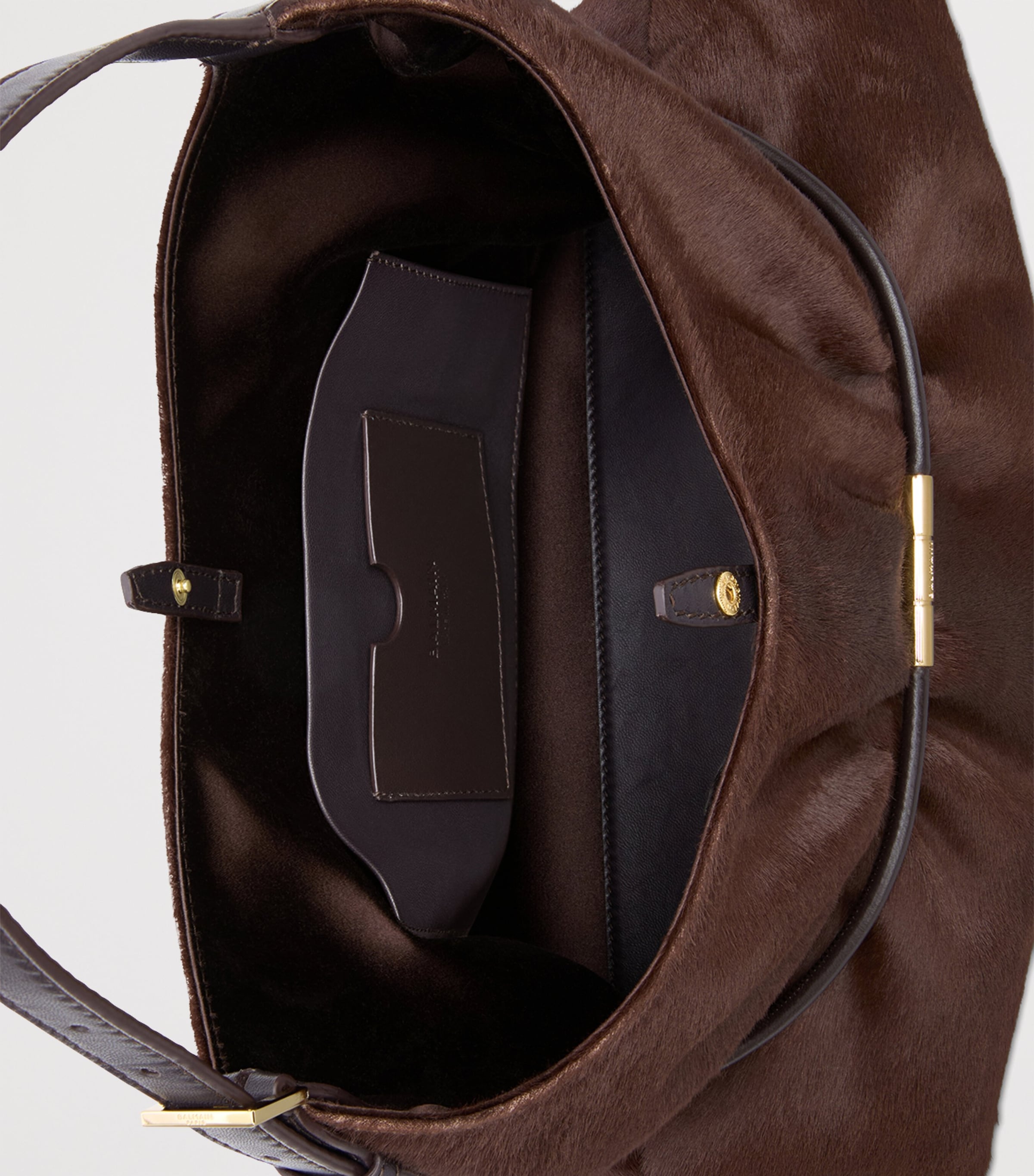 Balmain Medium Pony Hair Sphynx Shoulder Bag Marron Fonce Image 7