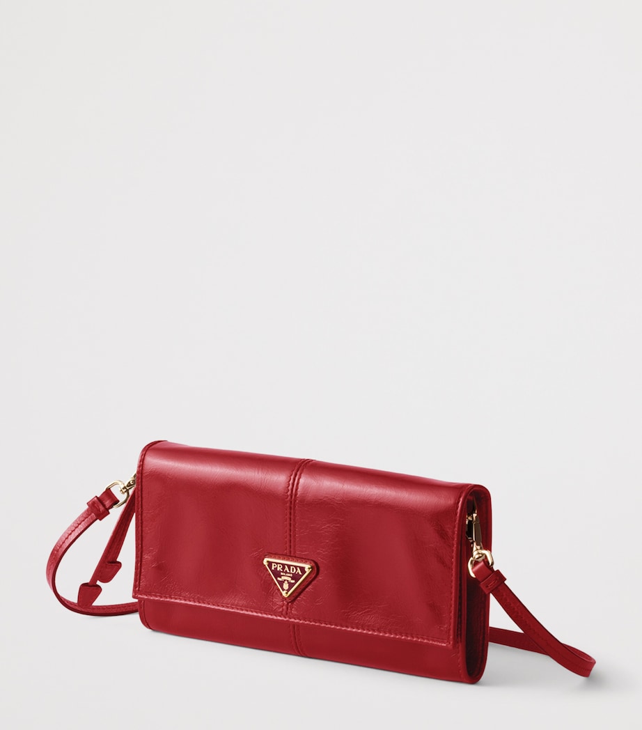 Prada Leather Wallet with Shoulder Strap Red Image 2