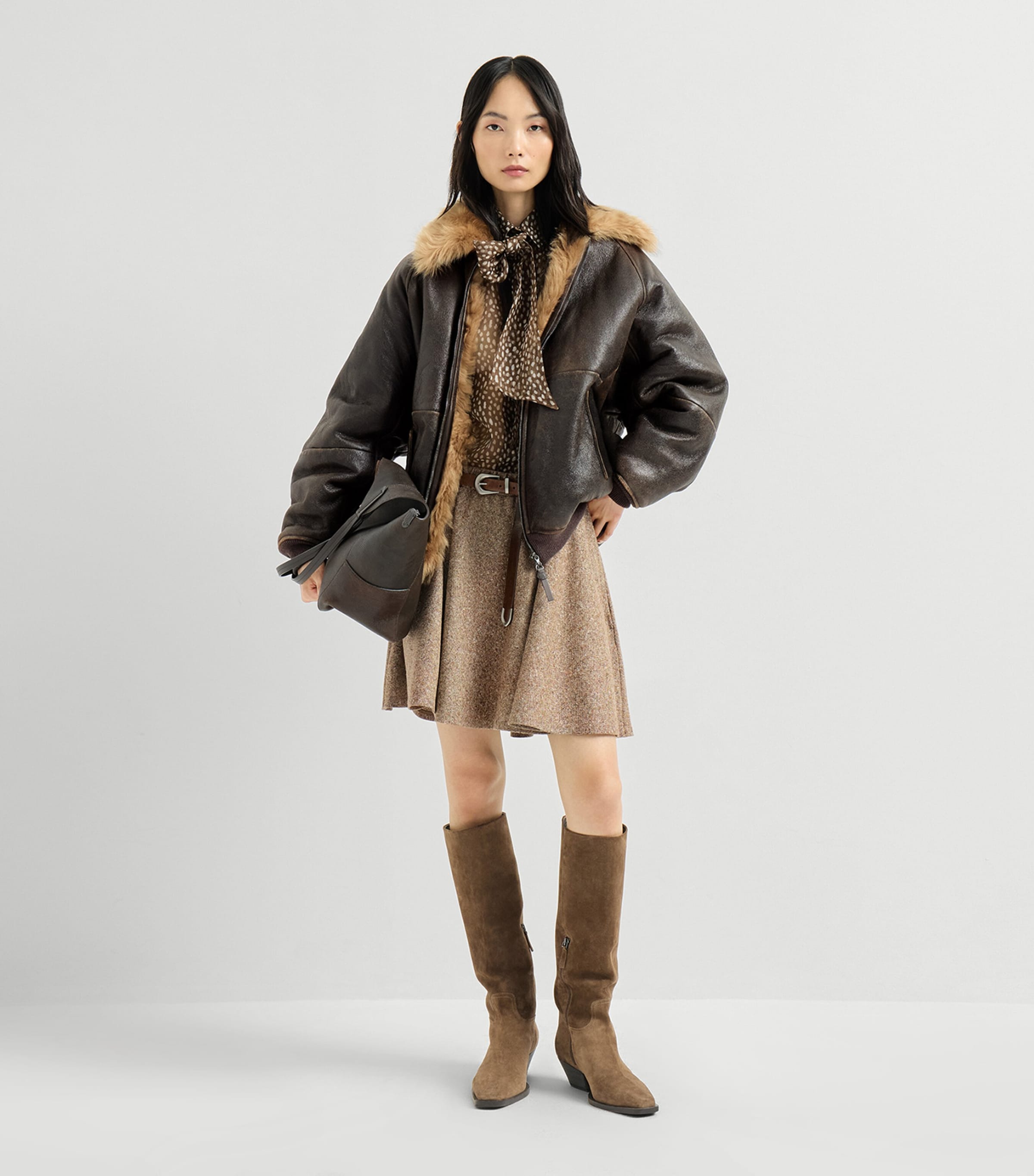 Brunello Cucinelli Womens Shearling Bomber Jacket Image 5