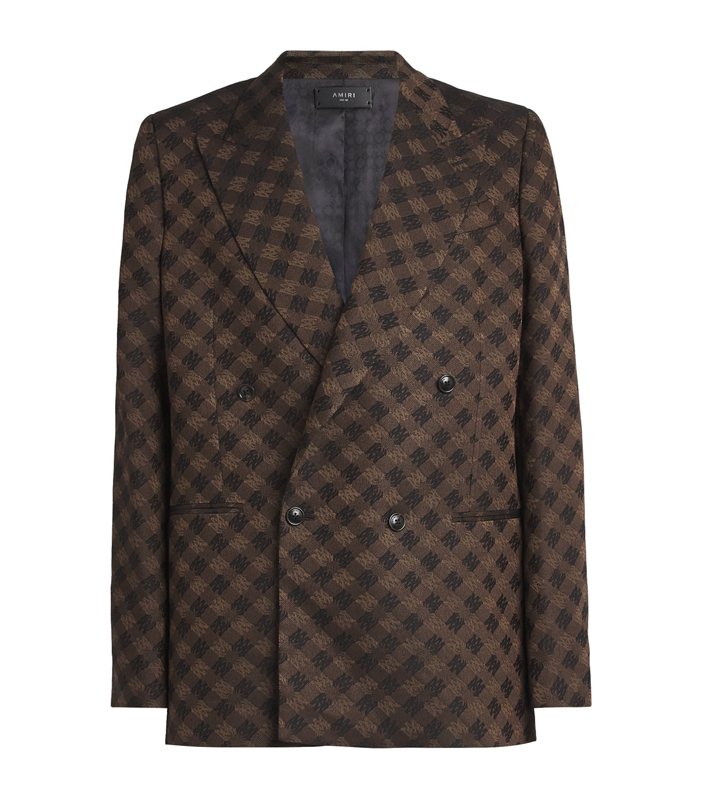 Amiri Wool-blend Double-breasted Blazer In Brown