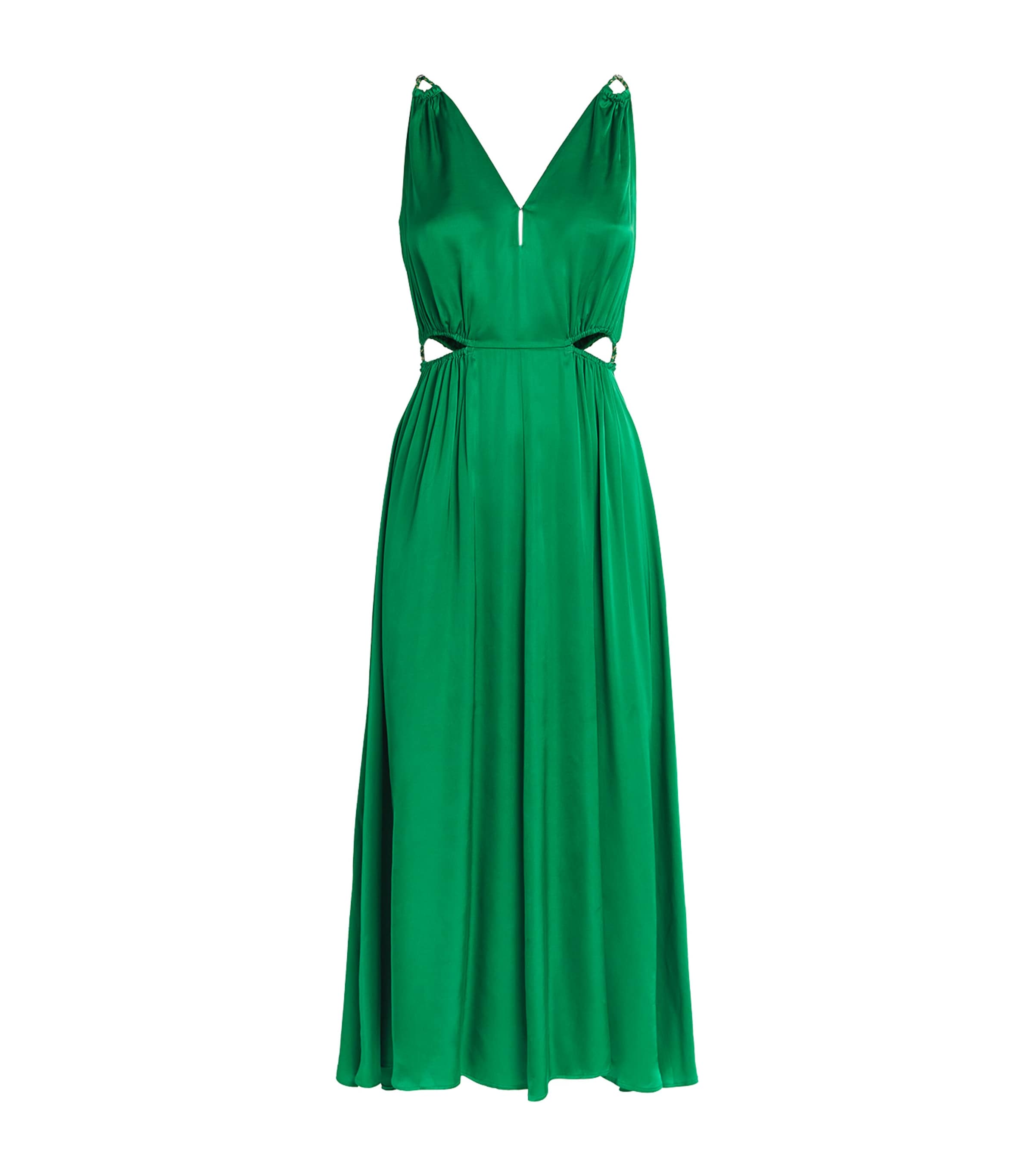Maje Satin-look Maxi Dress In Green