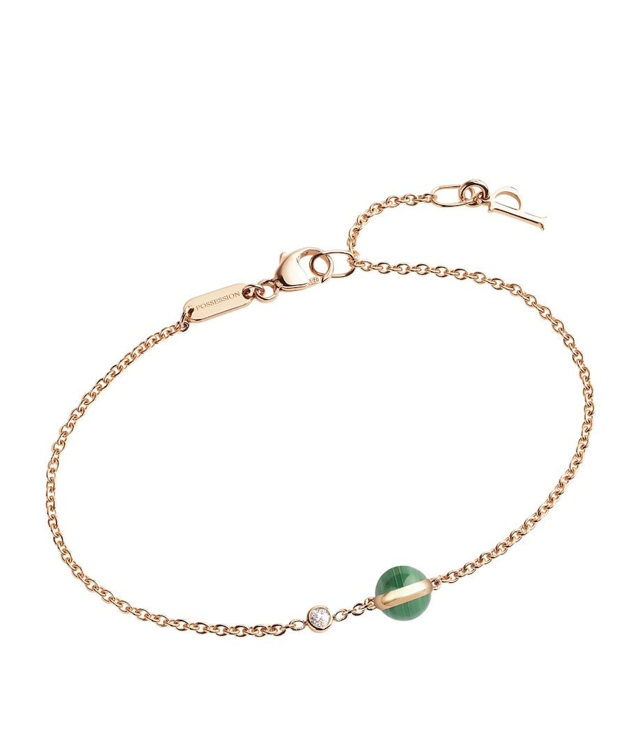 Rose Gold, Diamond and Malachite Possession Bracelet GREEN Image 1