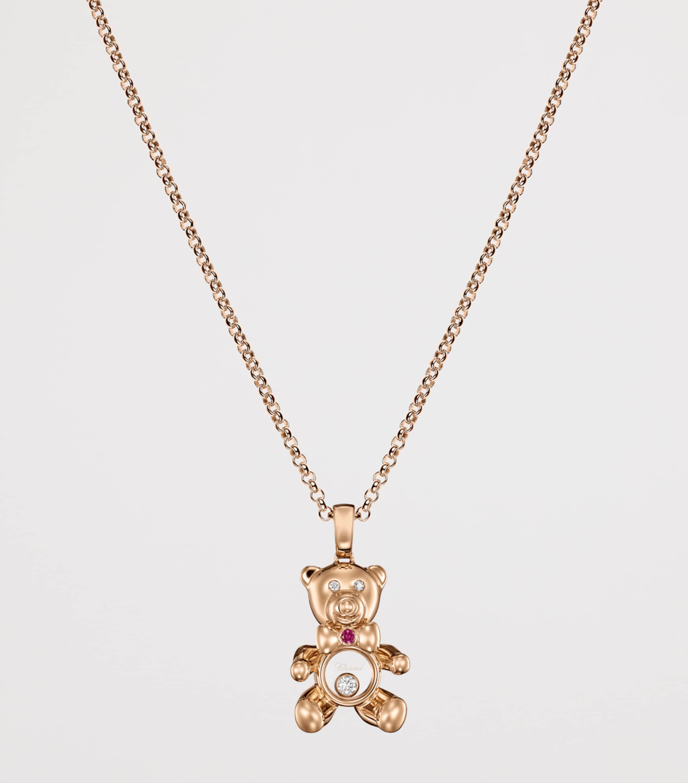 Rose Gold and Diamond Happy Diamonds Teddy Necklace 18K ROSE GOLD Image 2