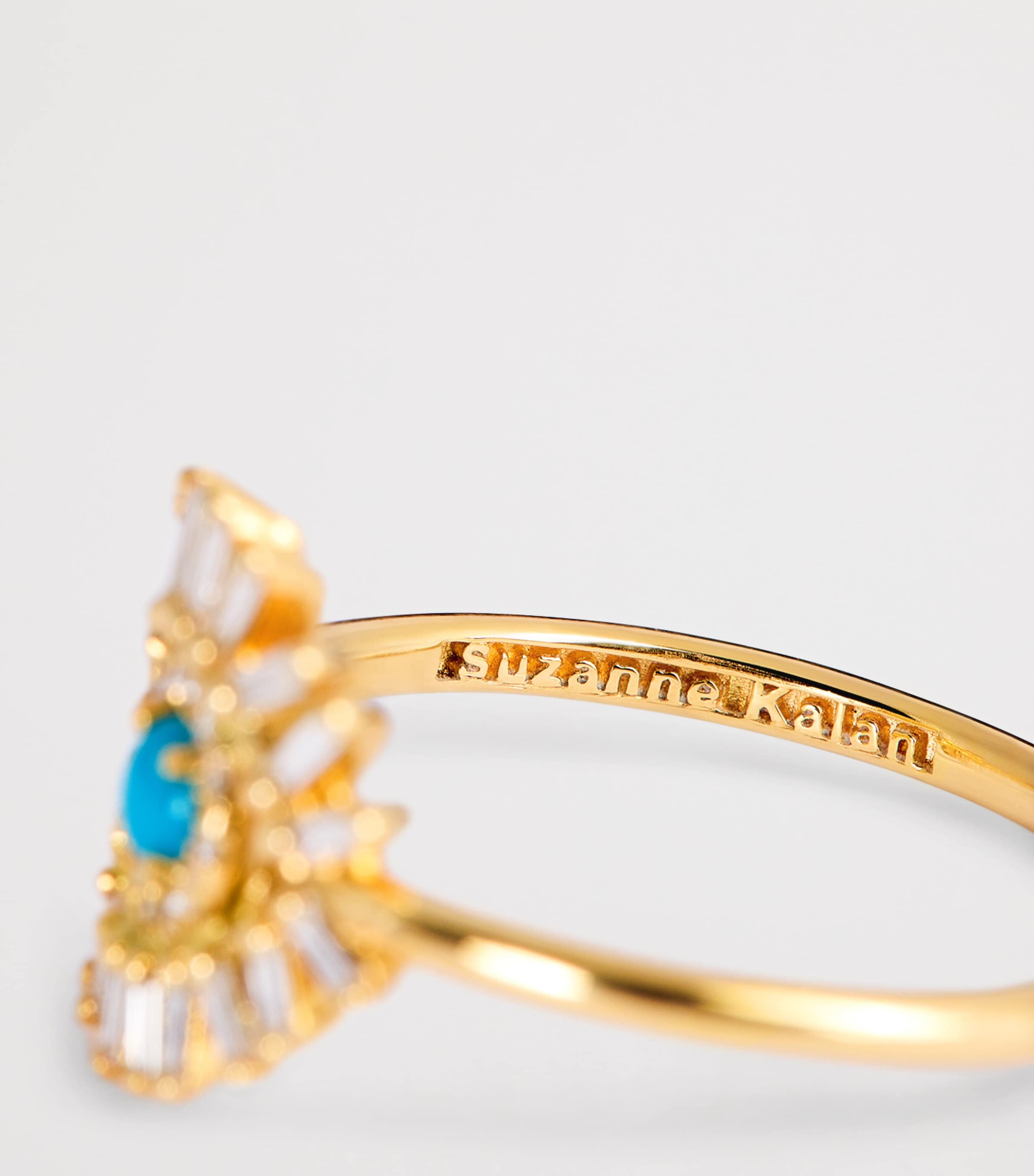 Yellow Gold, White Diamond and Turquoise Evil Eye Ring (Size 6) 18K YG/TURQ Image 6