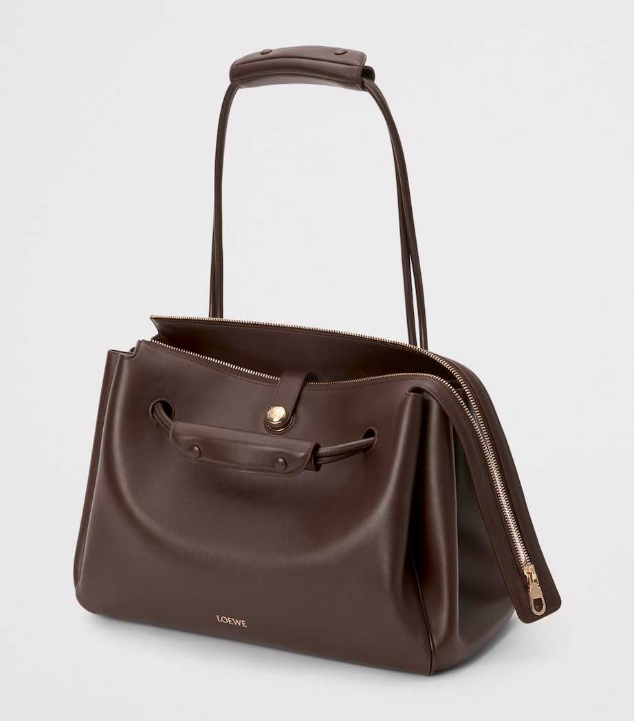 Large Grained Leather Madrid Shoulder Bag DARK CHESTNUT Image 3