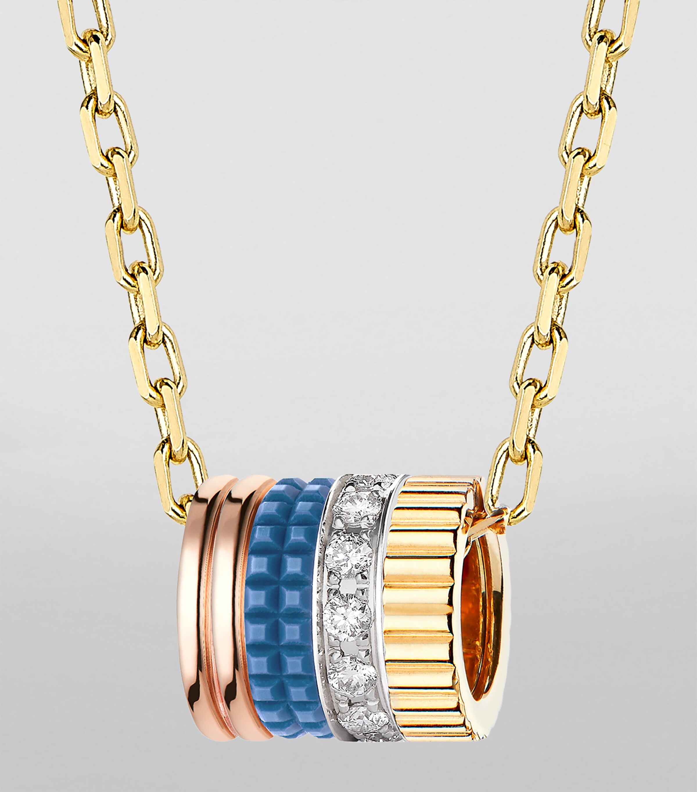 Mixed Gold and Diamond Quatre Blue Edition Pendant Necklace YELLOW GOLD Image 4