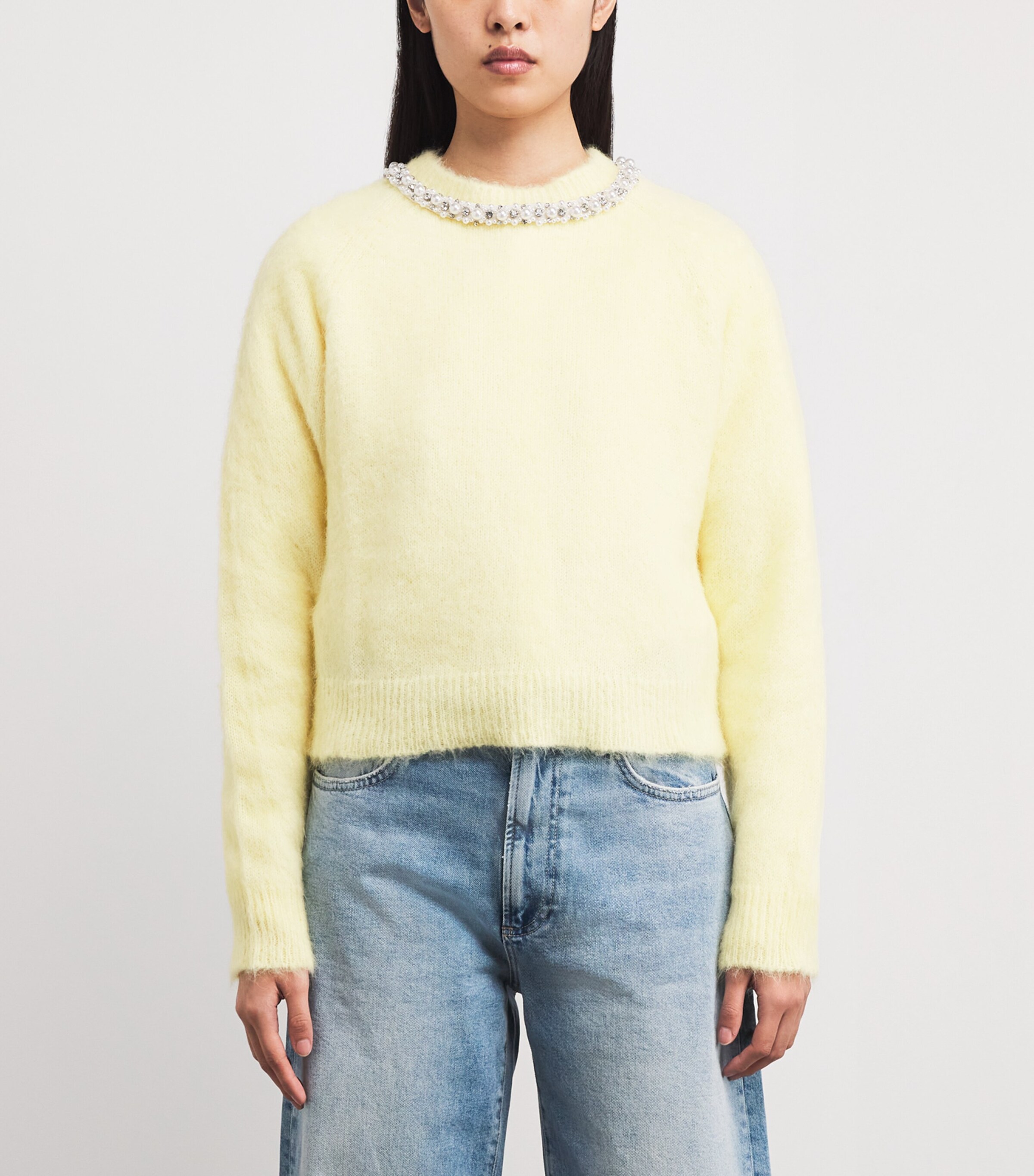 Removable Jewel-Collar Sweater PALE YELLOW Image 3