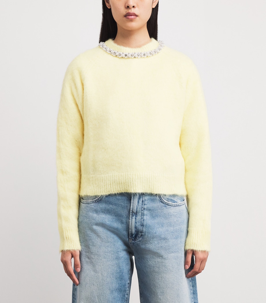 Removable Jewel-Collar Sweater PALE YELLOW Image 3