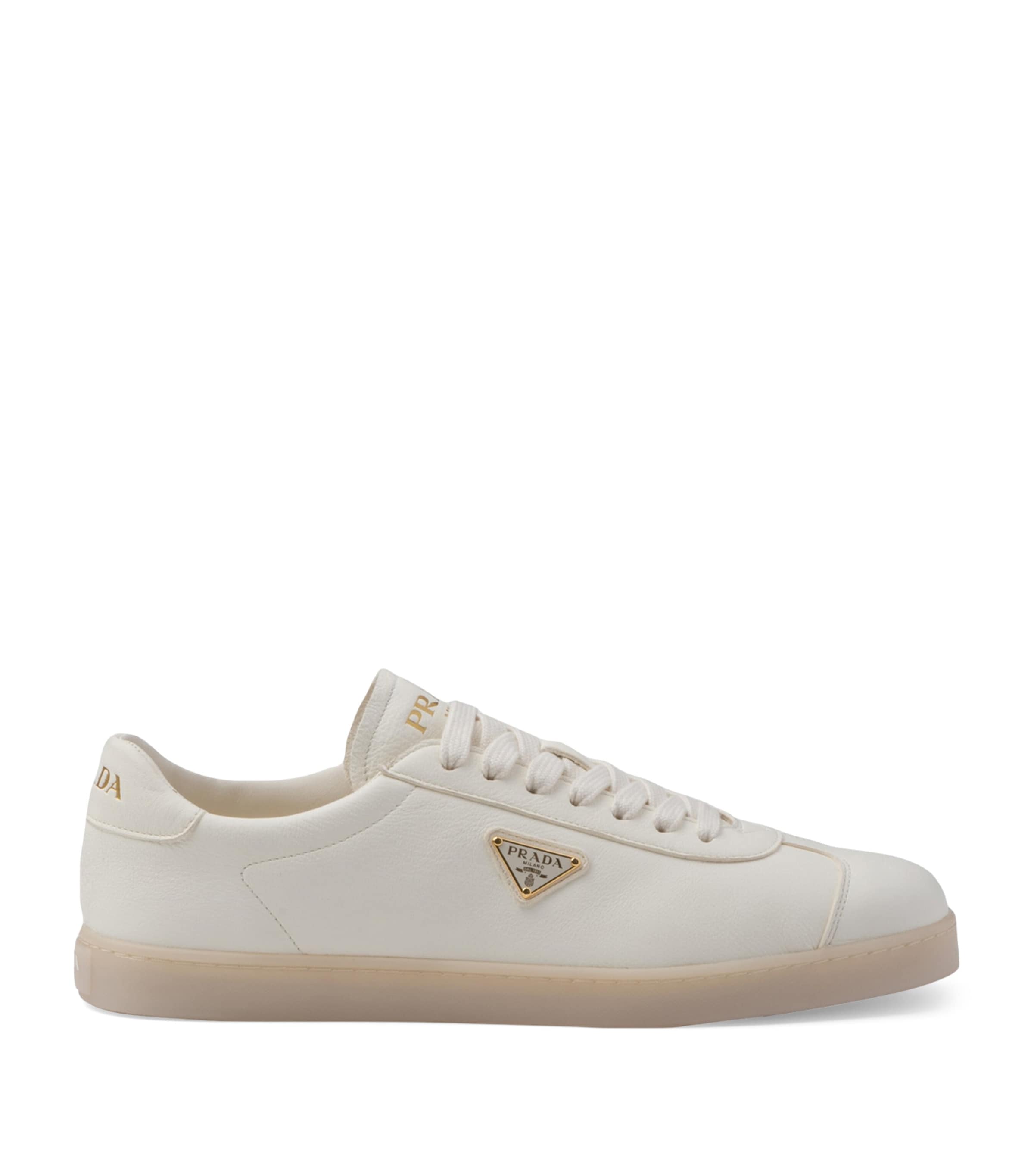 Prada Leather Sneakers In Nude