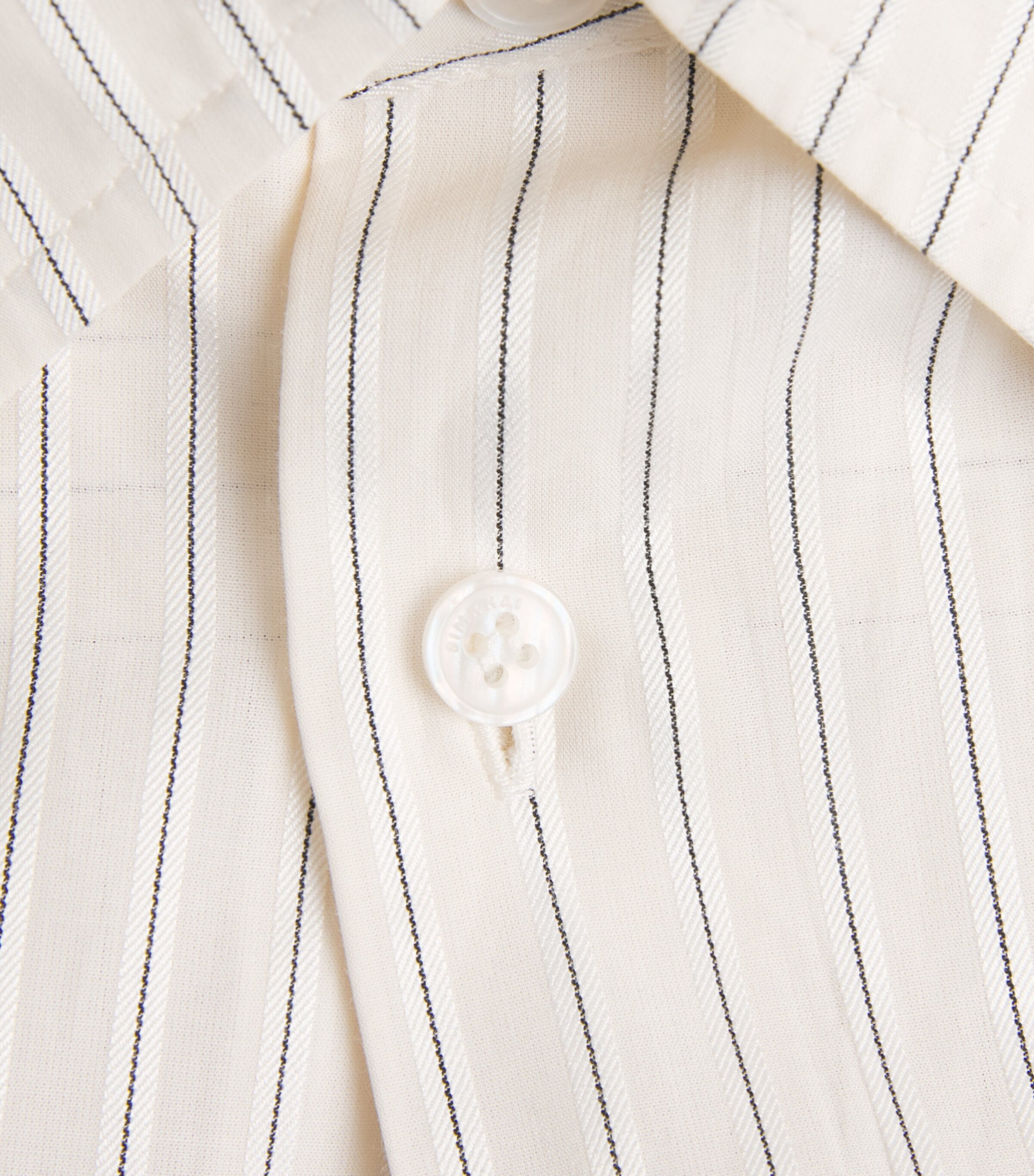 Simkhai Mens Cotton-Blend Pinstripe Shirt Ivory Stripe Image 6