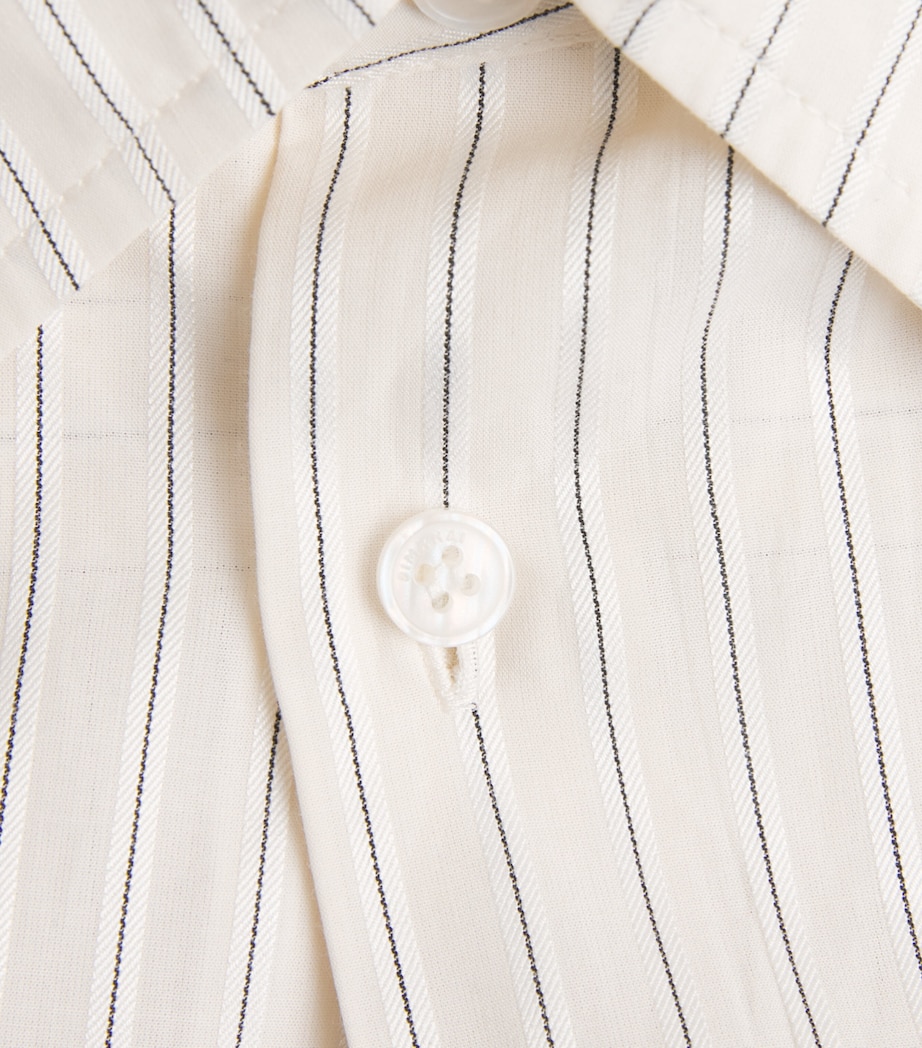 Simkhai Mens Cotton-Blend Pinstripe Shirt Ivory Stripe Image 6